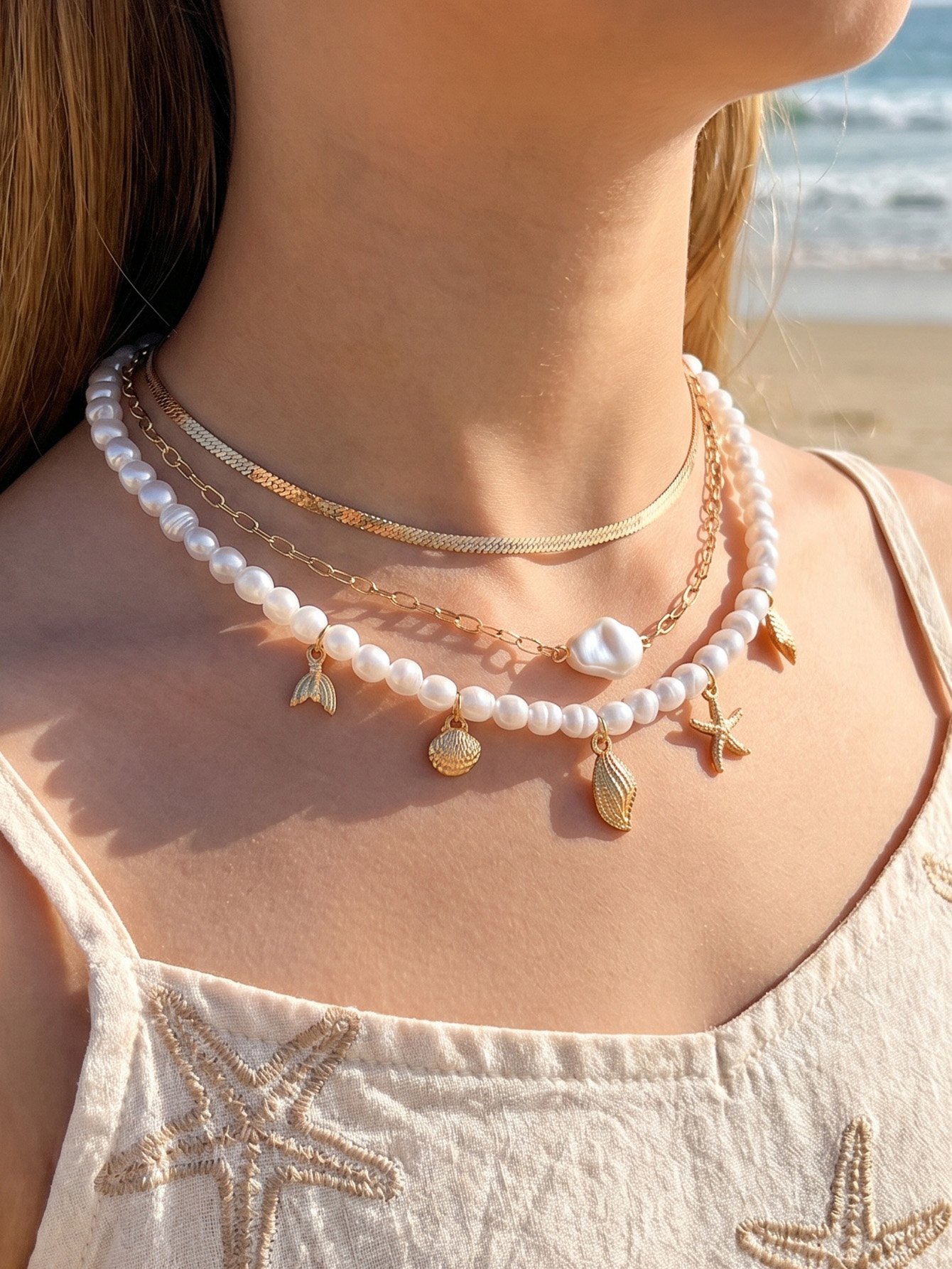 Set of 3 - Faux Pearl Necklace