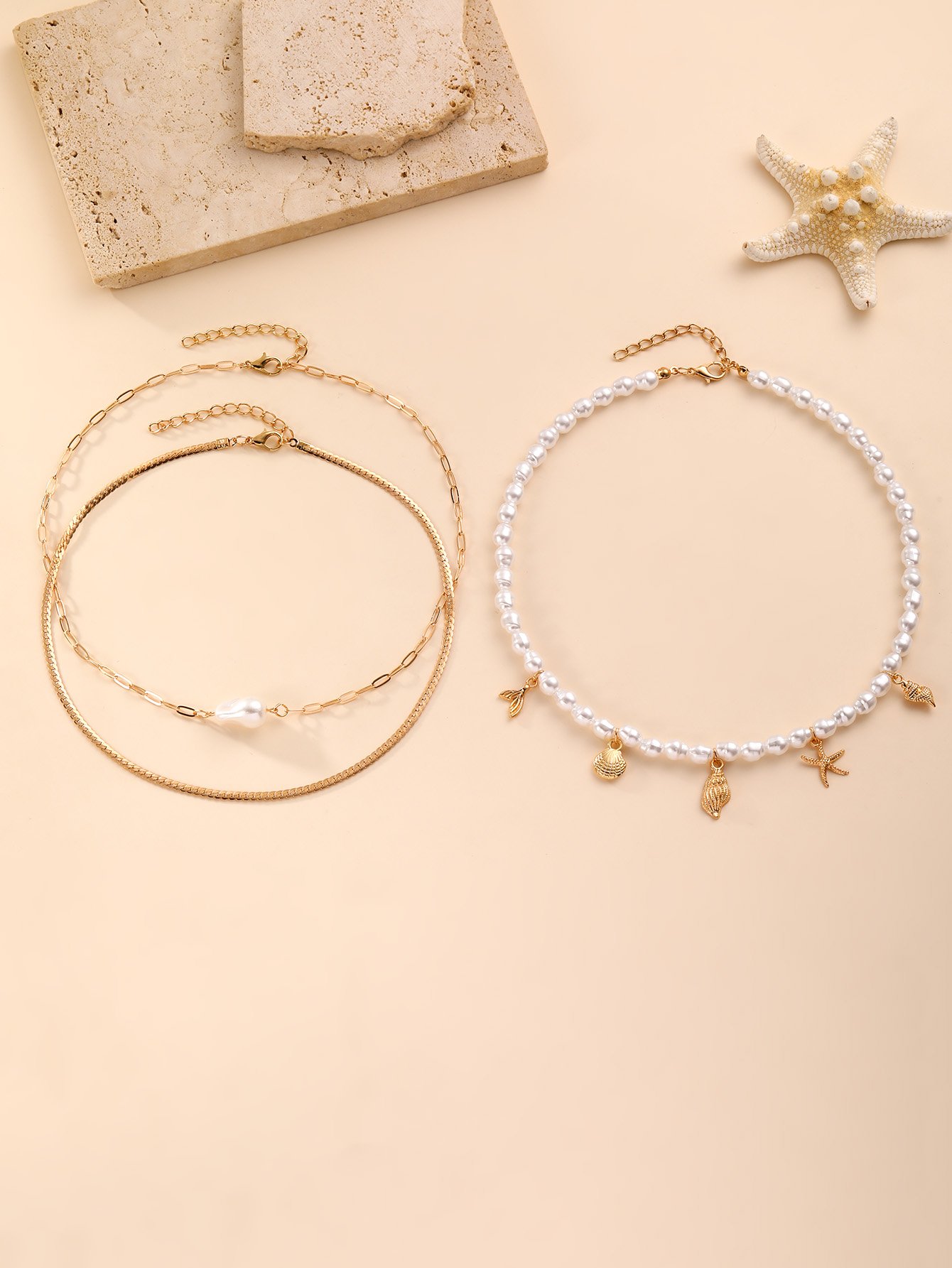 Set of 3 - Faux Pearl Necklace