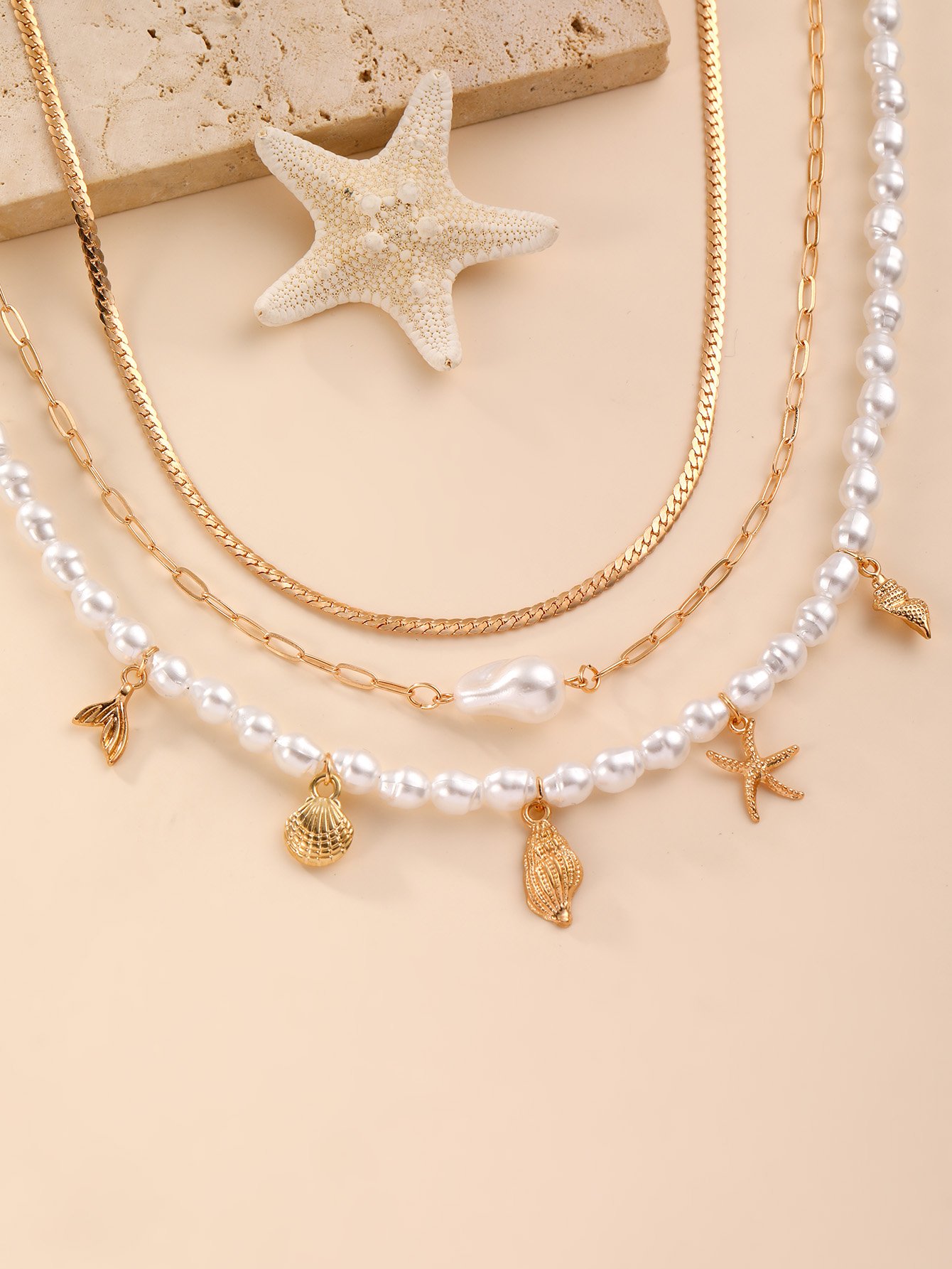 Set of 3 - Faux Pearl Necklace