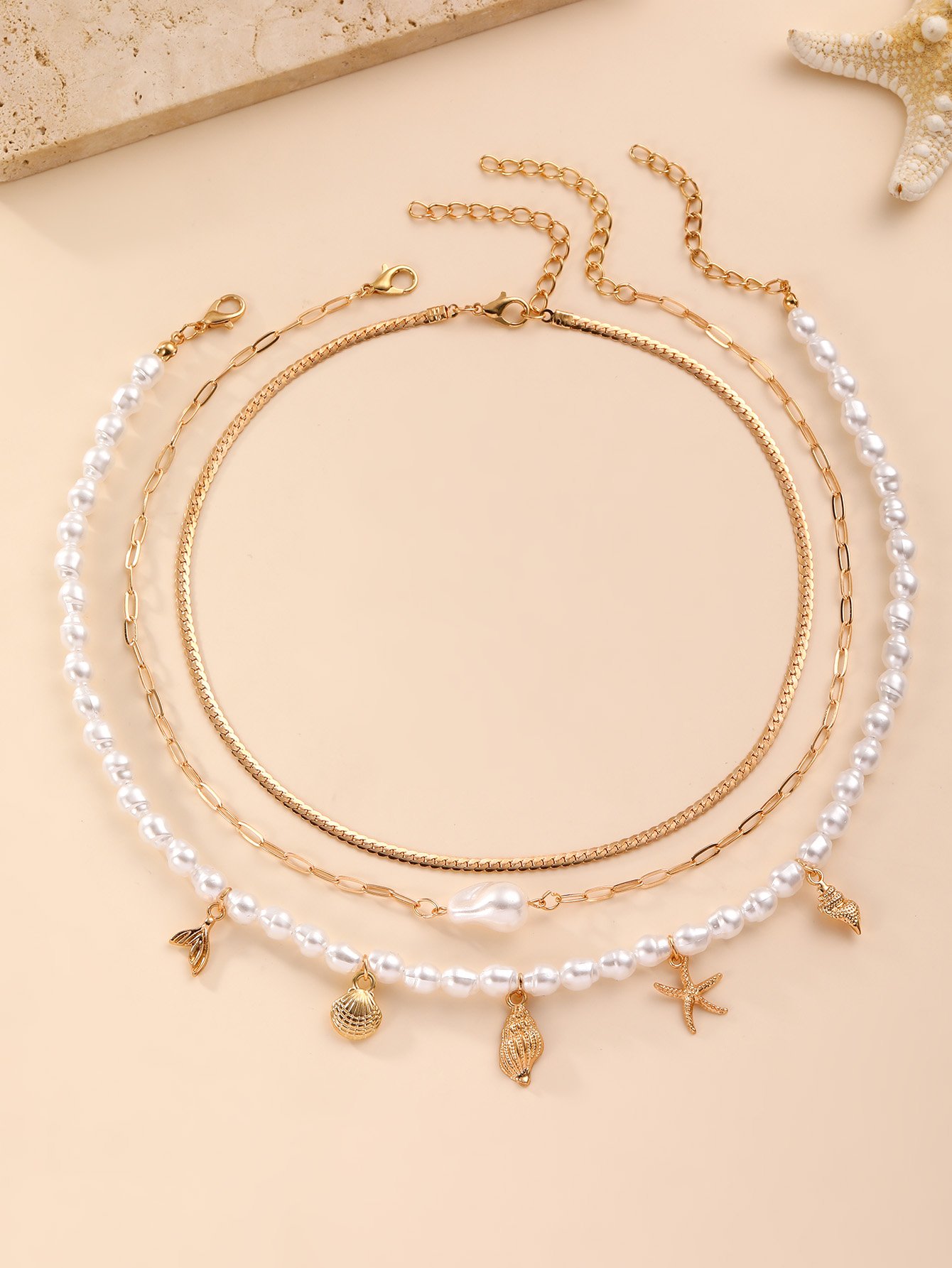 Set of 3 - Faux Pearl Necklace
