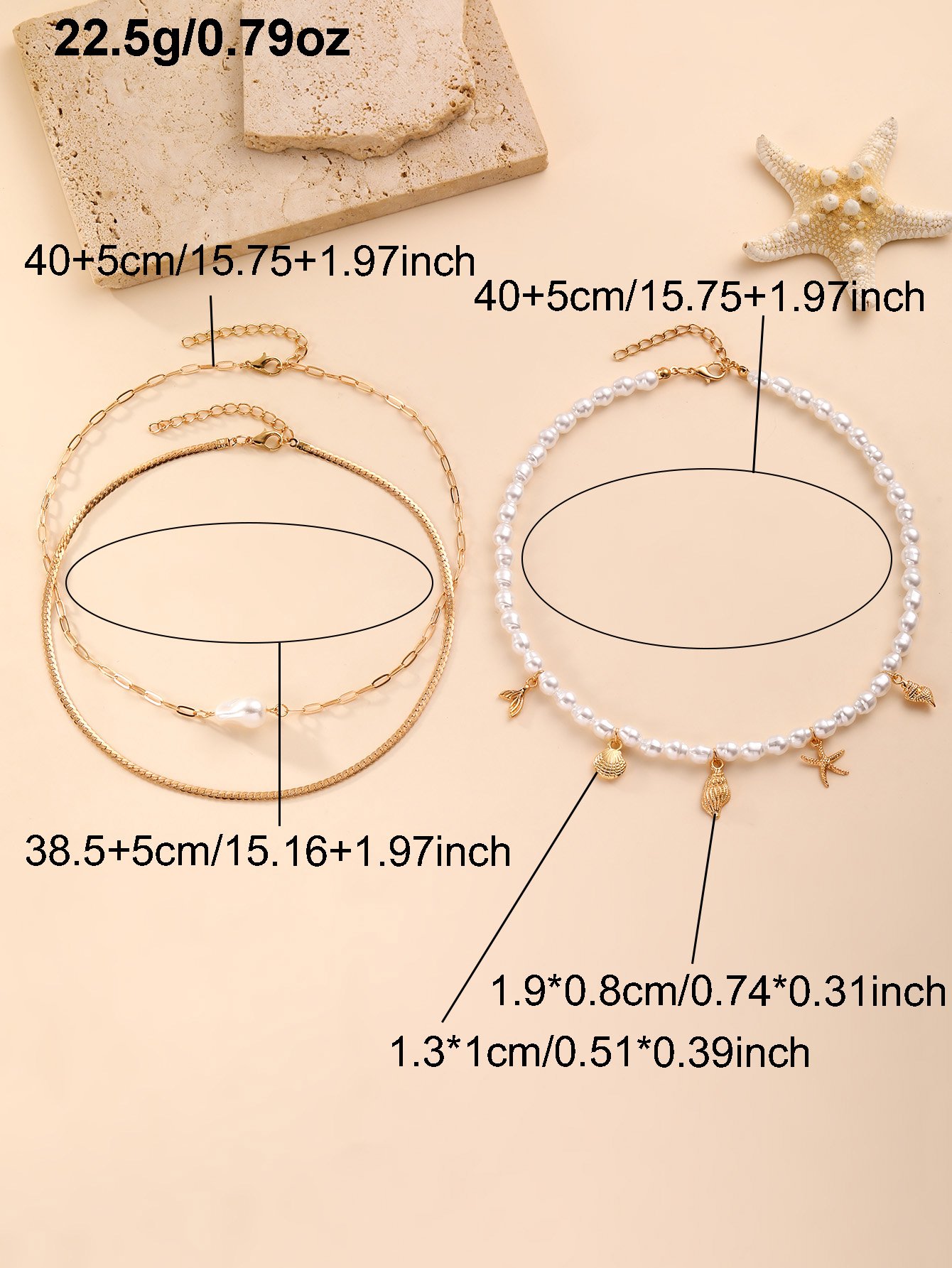 Set of 3 - Faux Pearl Necklace
