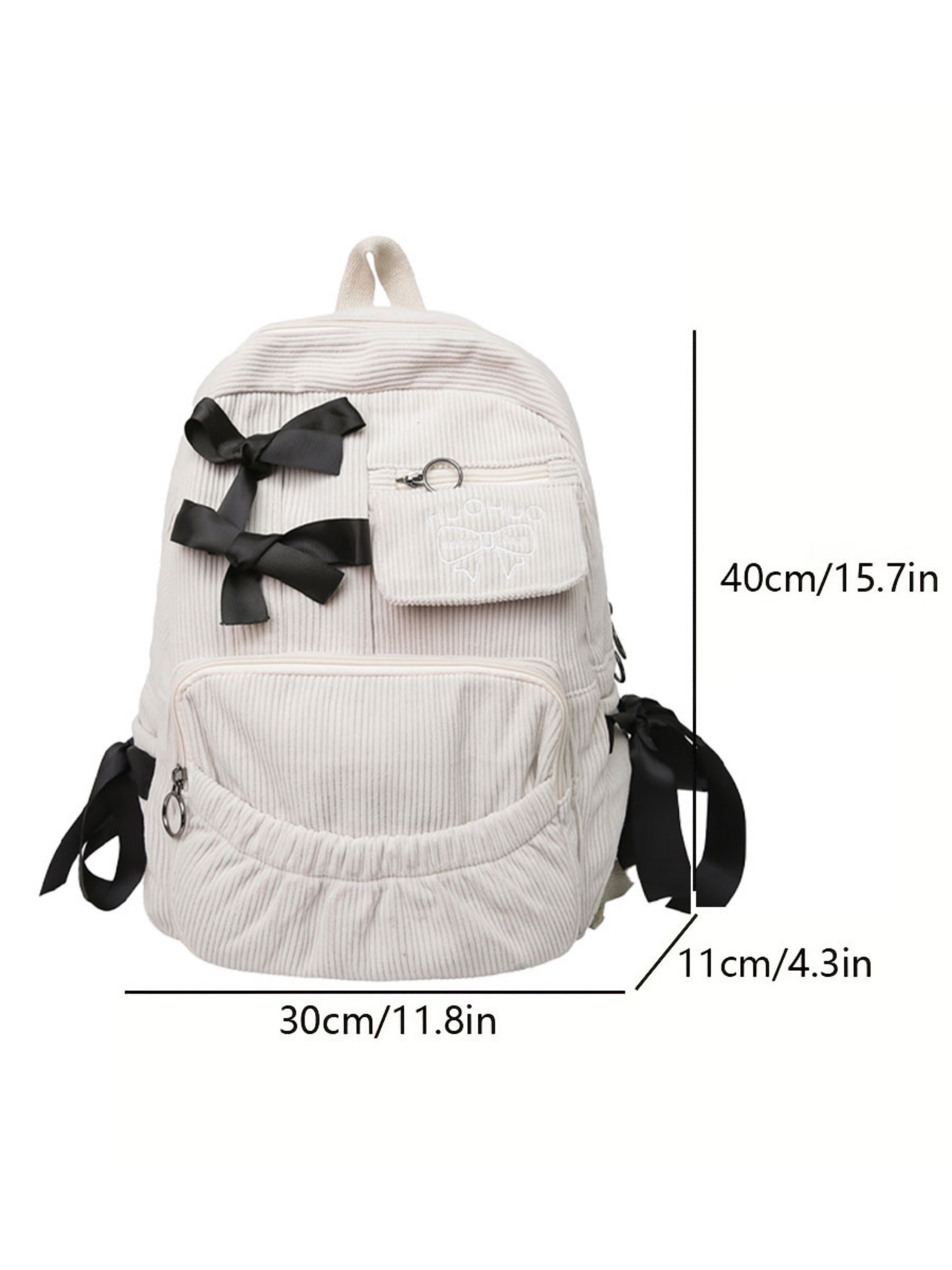 Corduroy Bow Accent Backpack