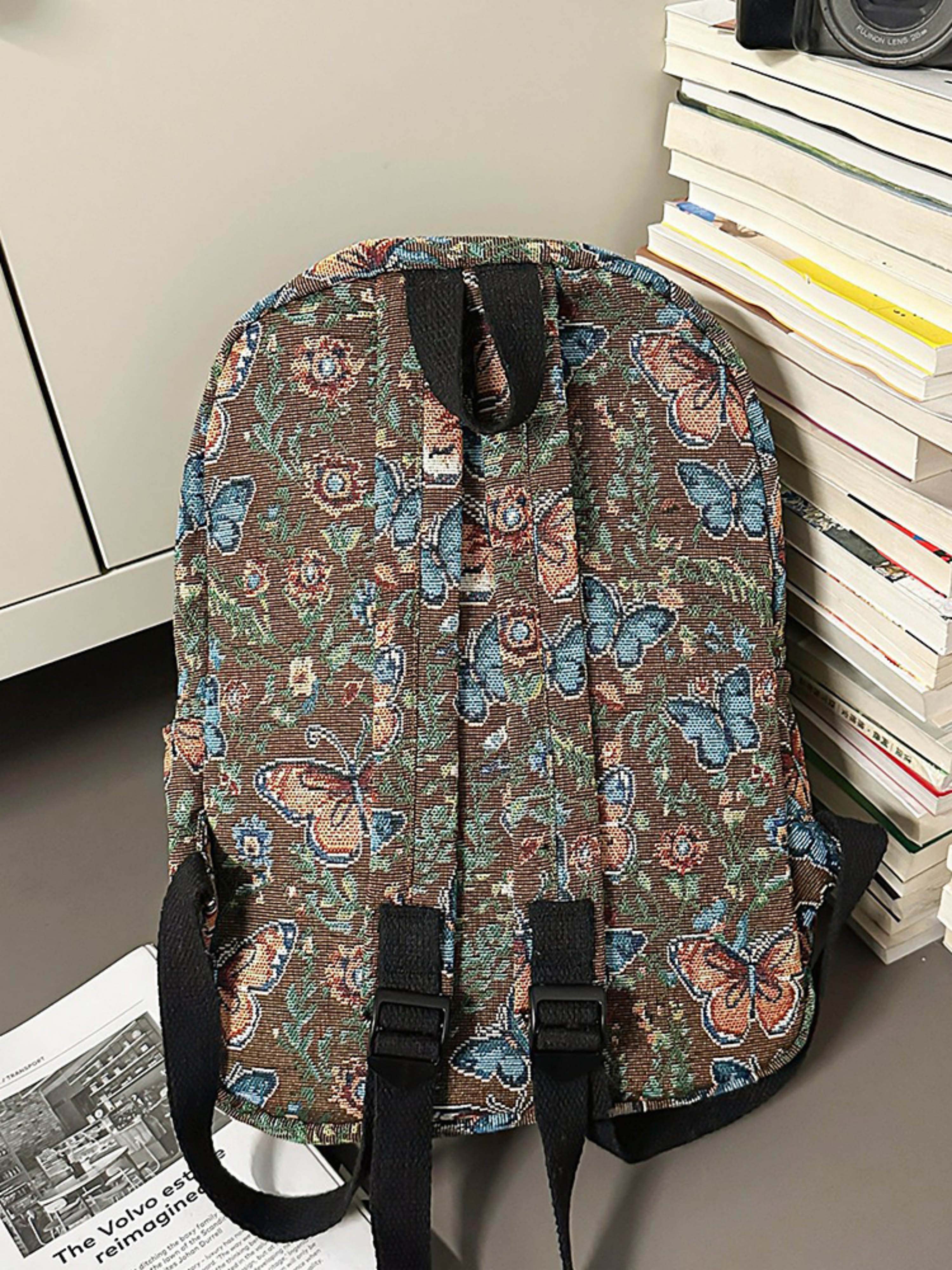 Khaki Butterfly Tapestry Backpack