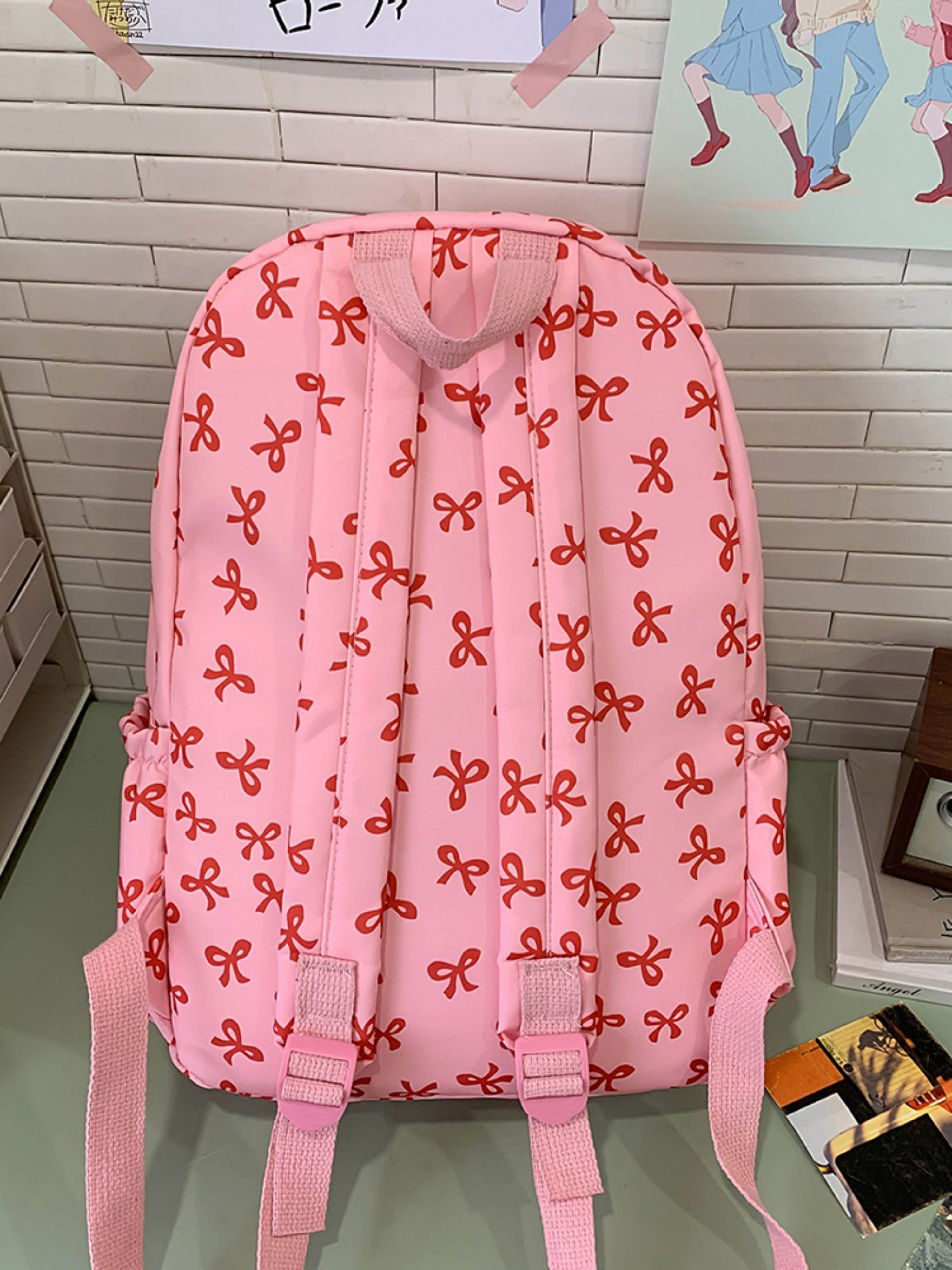 Pink Bow Print Backpack
