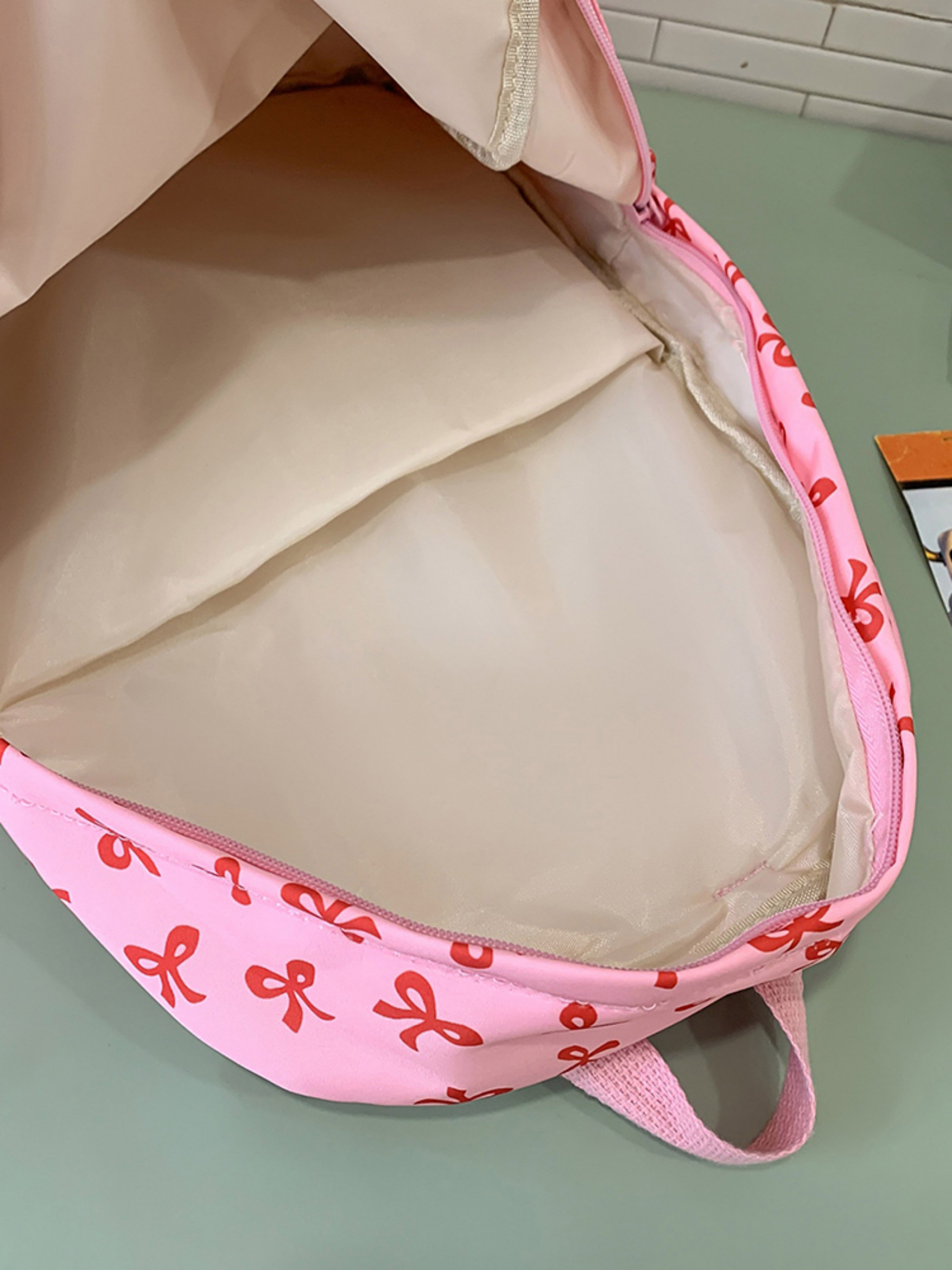 Pink Bow Print Backpack