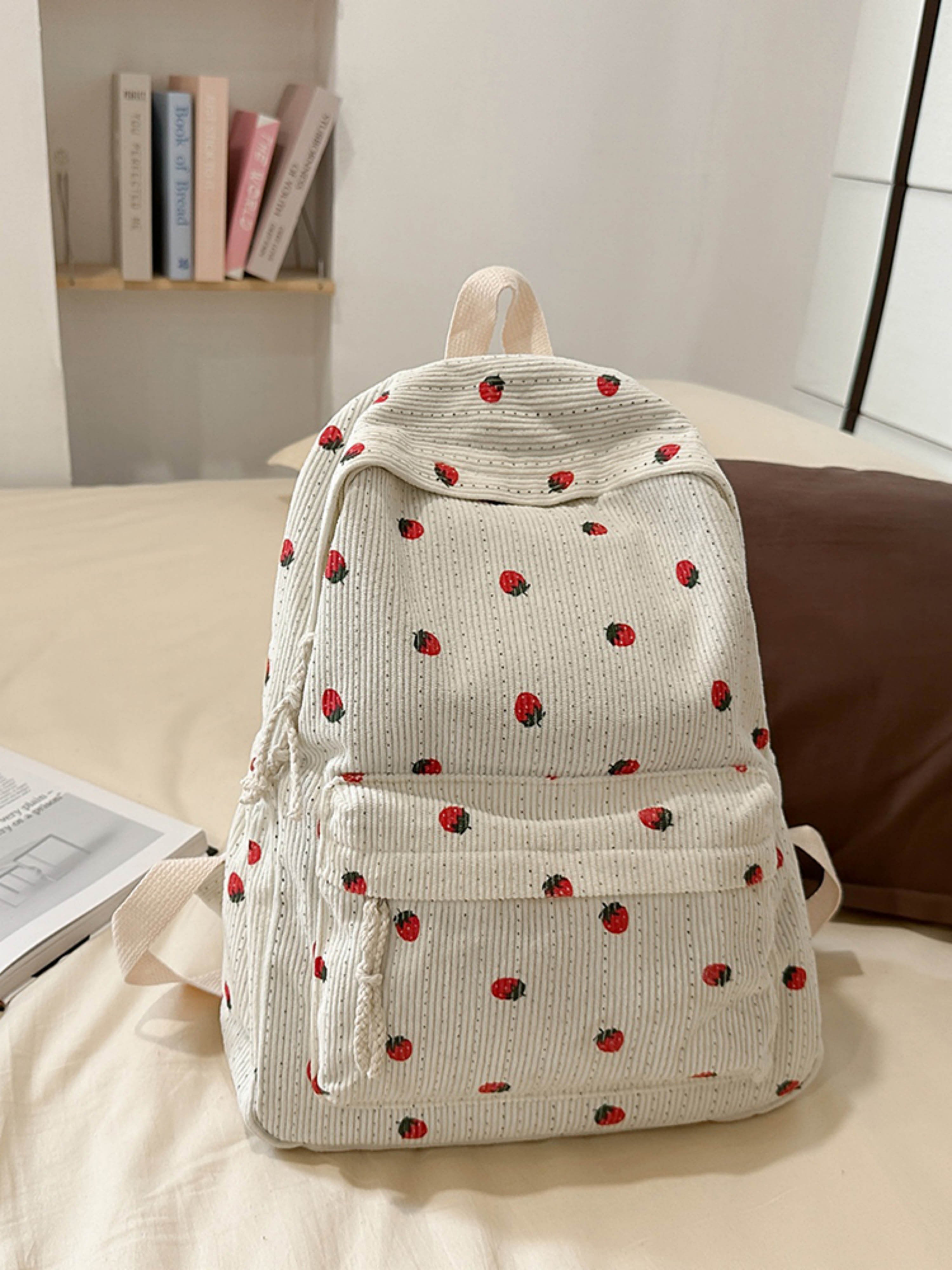 Strawberry Corduroy Backpack