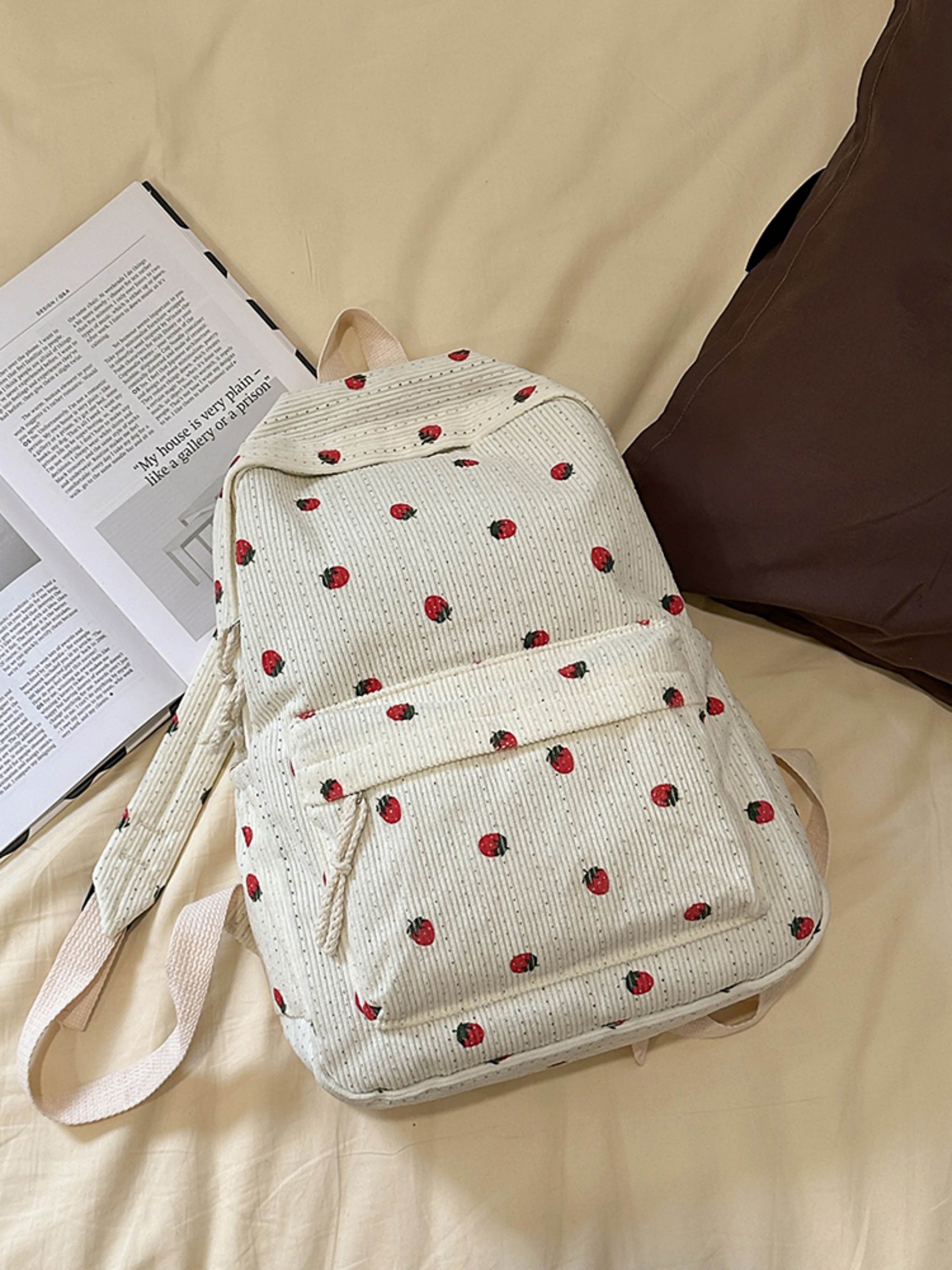 Strawberry Corduroy Backpack