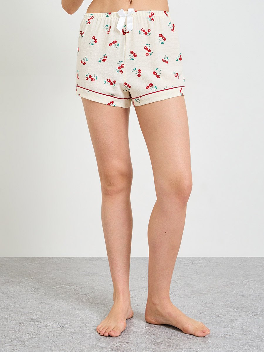 Short Sleeve Cherry Print Pajama Set