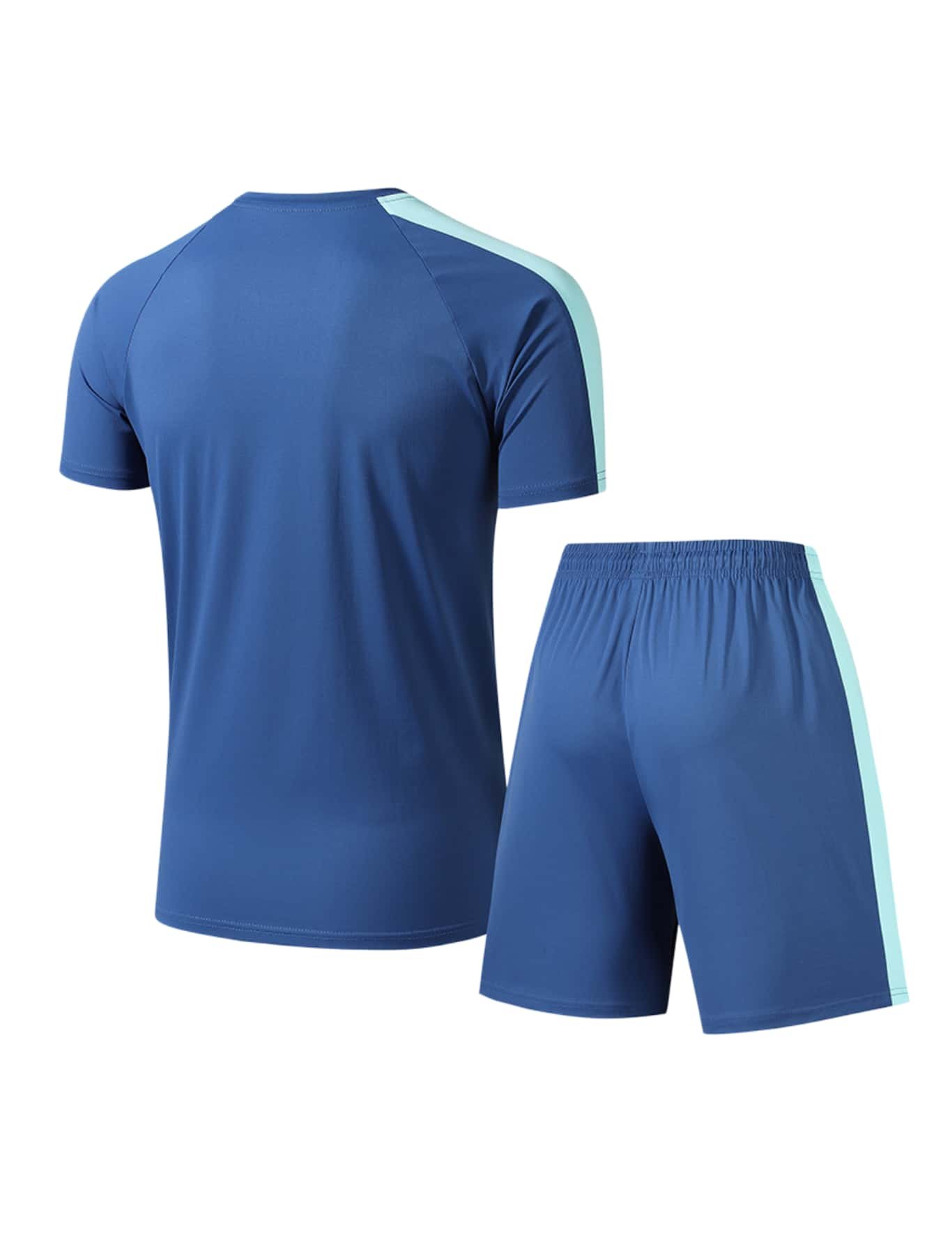 Men Acid Blue T-Shirt and Drawstring Shorts Set