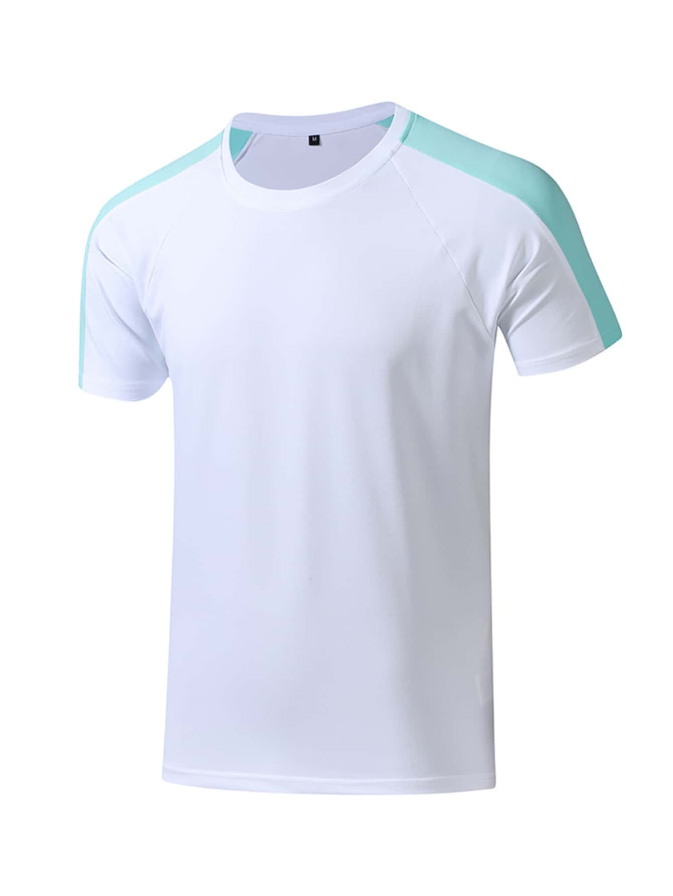 Men White and Mint Shorts Set with T-Shirt and Drawstring Shorts