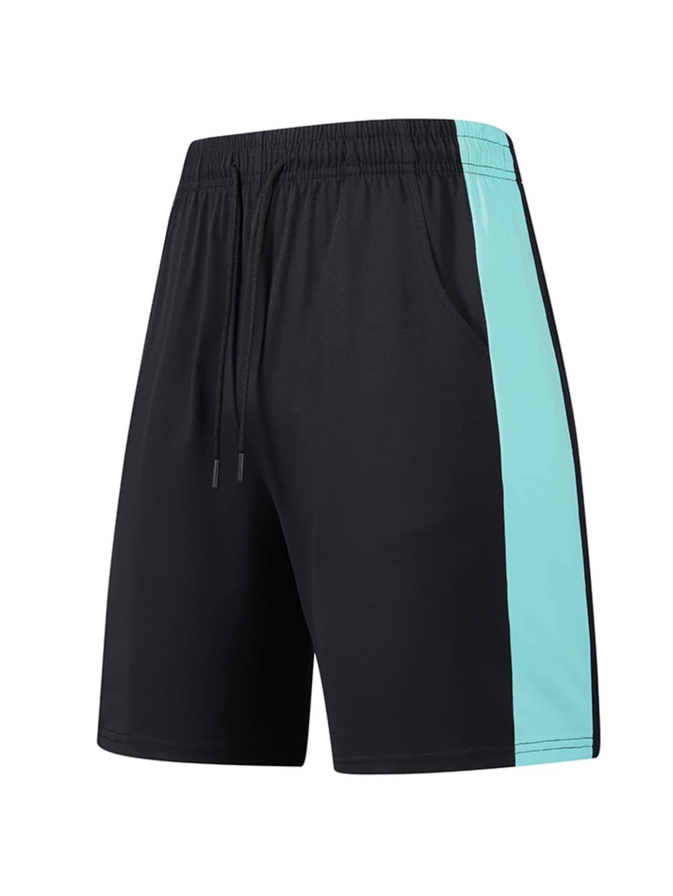 Men White and Mint Shorts Set with T-Shirt and Drawstring Shorts