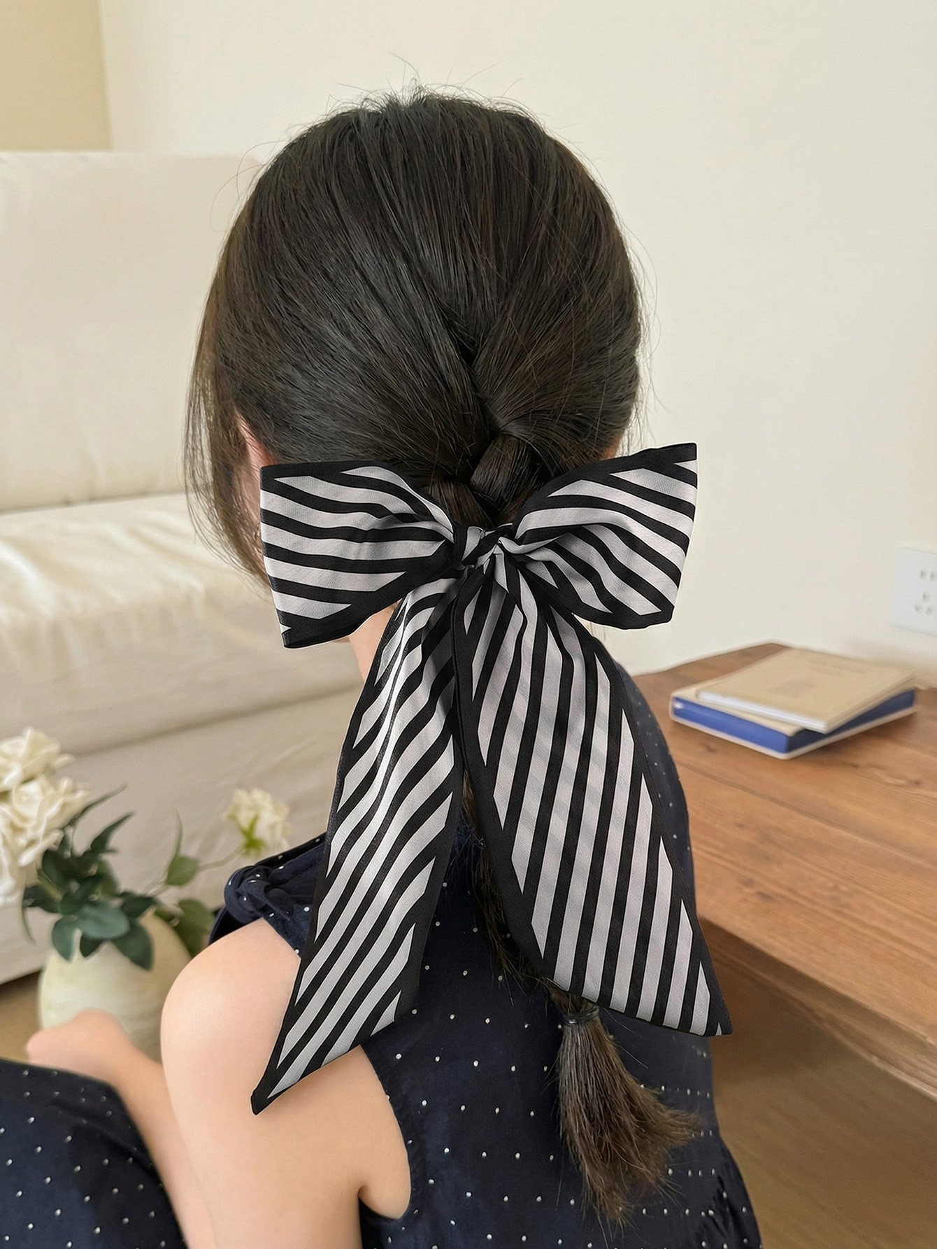Set of 4 - Striped Bow Hair Ties