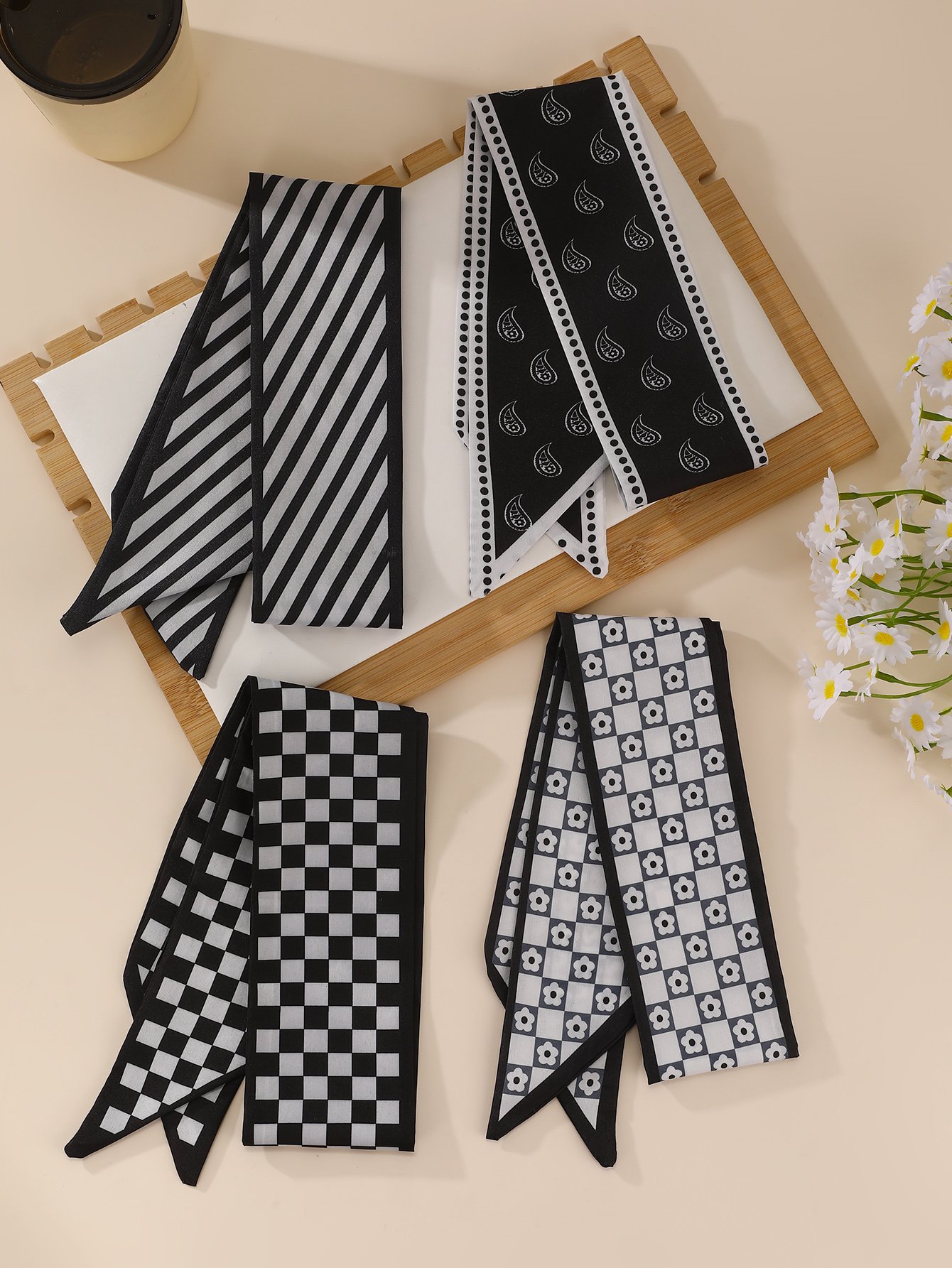 Set of 4 - Striped Bow Hair Ties
