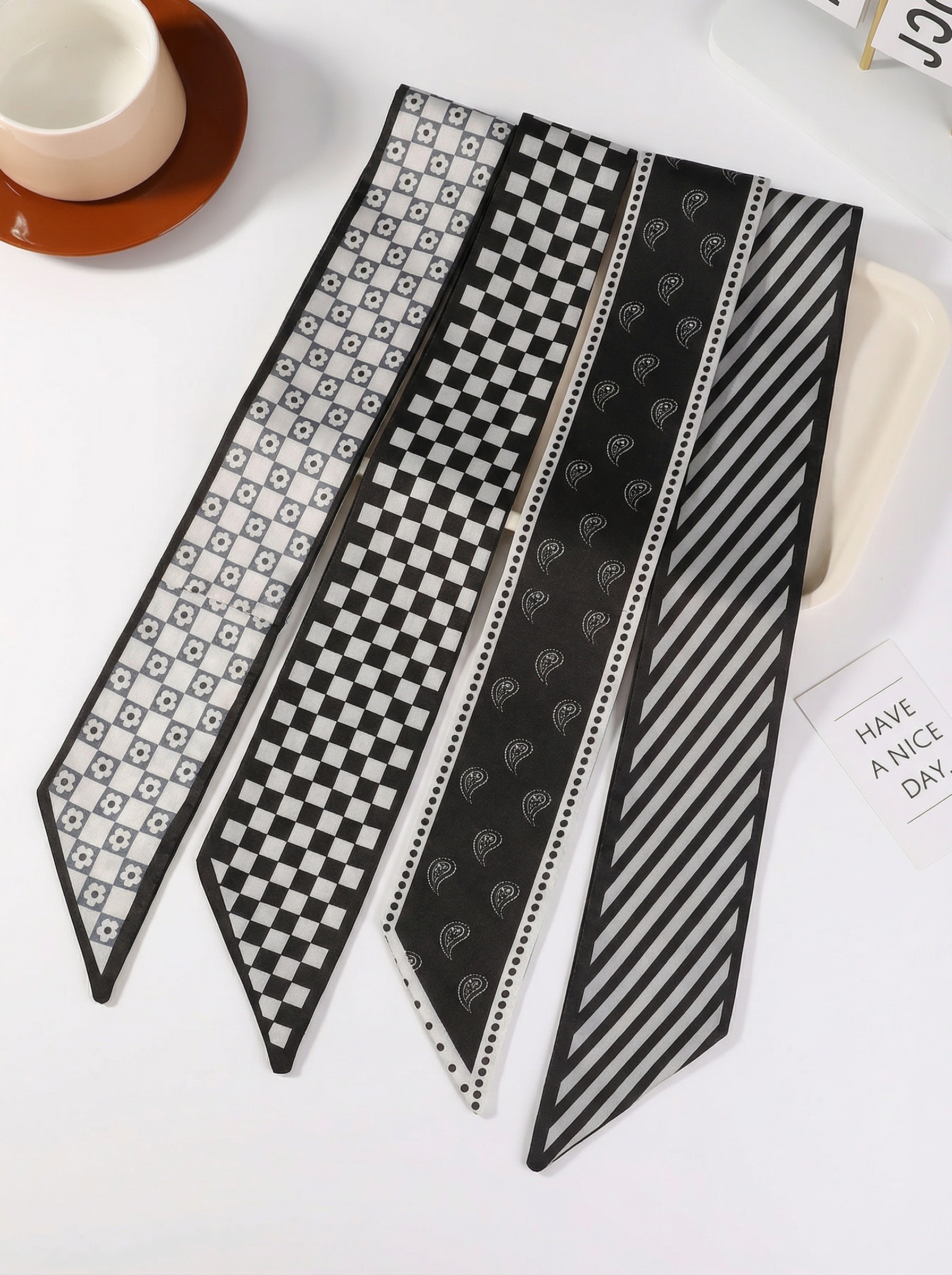 Set of 4 - Striped Bow Hair Ties