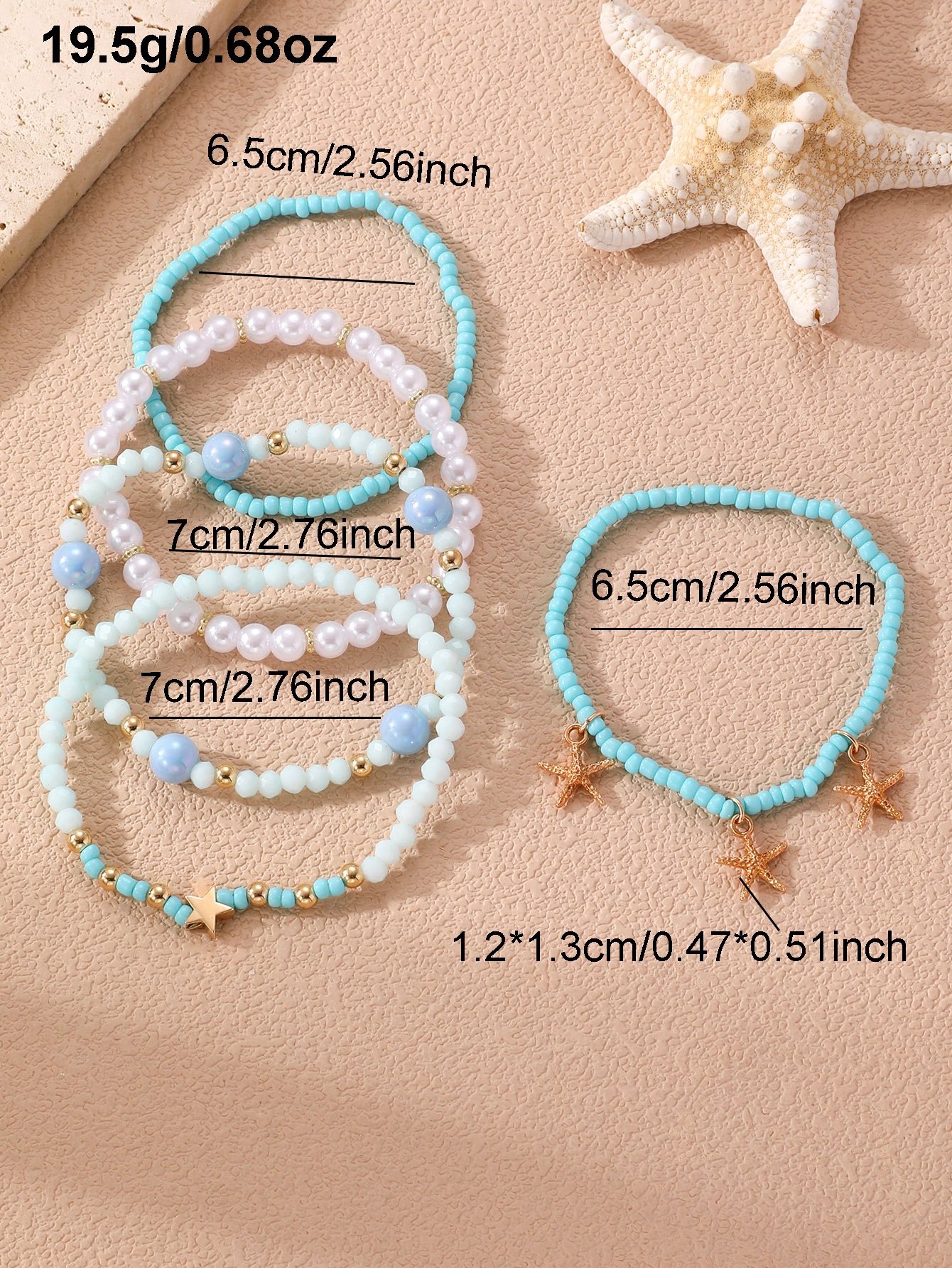5-Piece Coastal Charm Beaded Bracelet Set