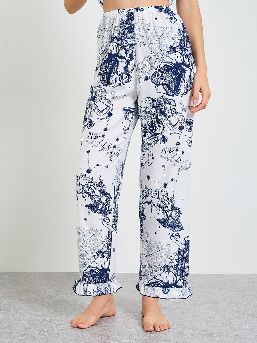 Womens Tropical Print Short Sleeve Pajama Set -