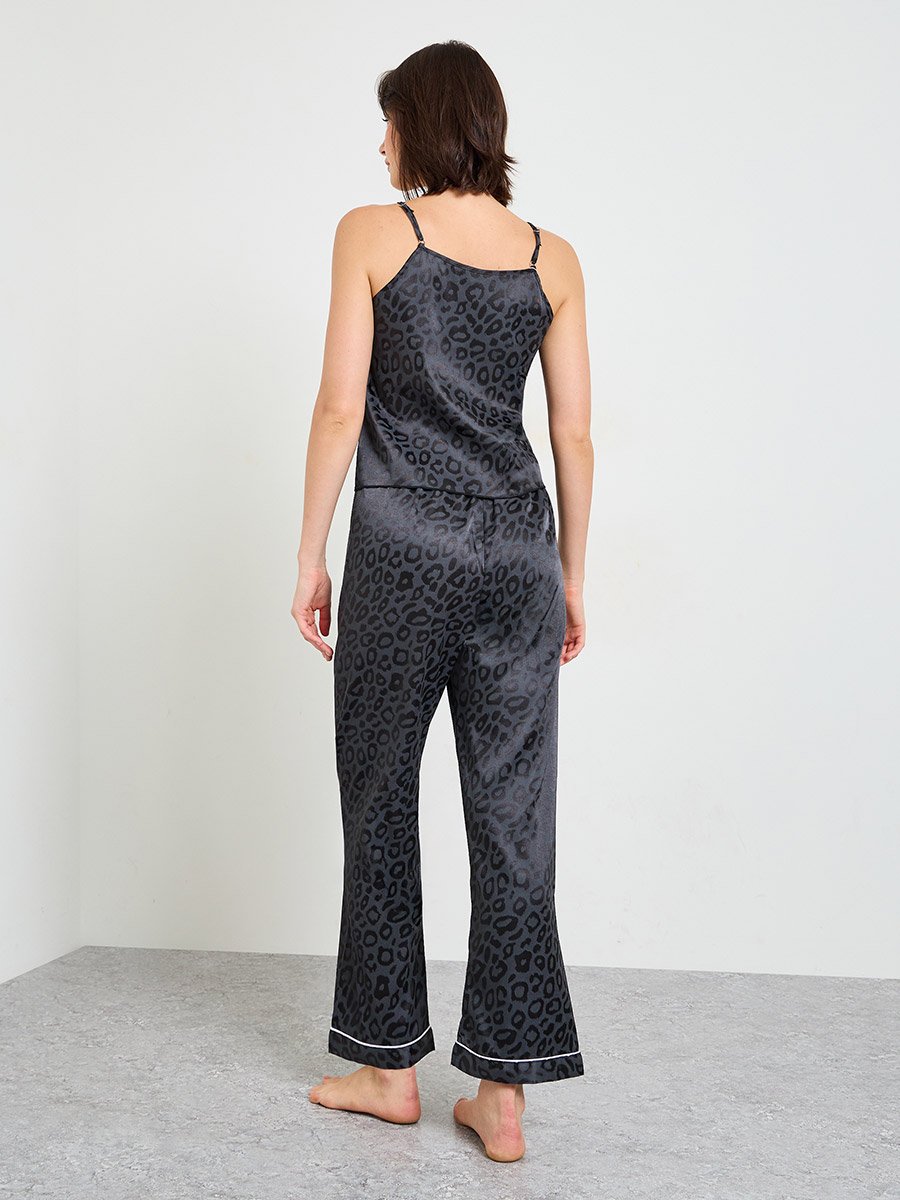 Black Leopard Print Cami Pajama Set
