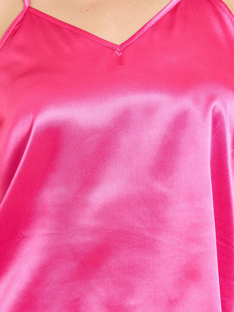 Dark Pink Satin Cami Pajama Set