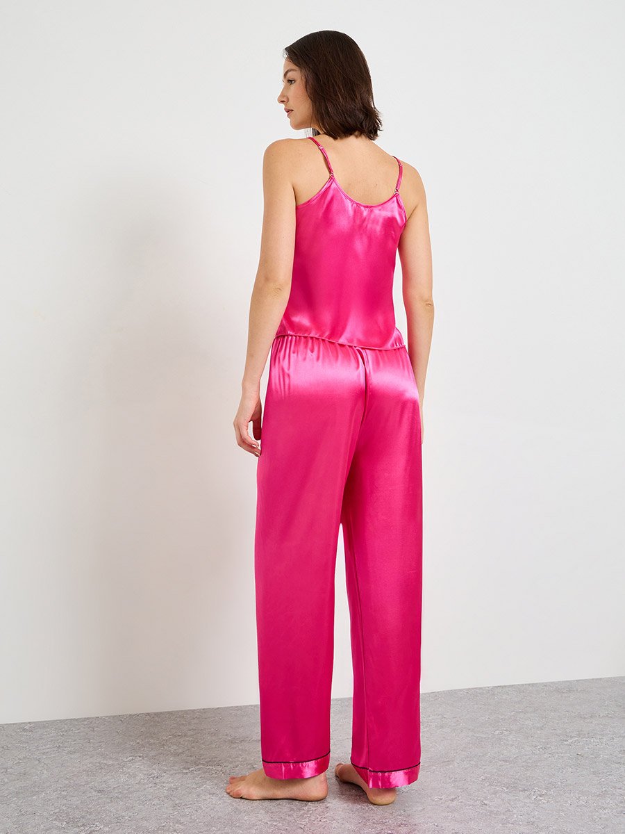 Dark Pink Satin Cami Pajama Set