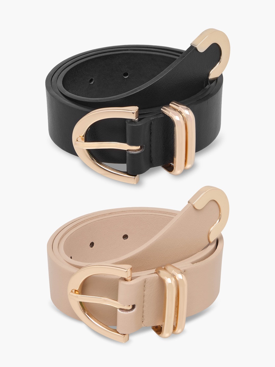 Belt with Curved Buckle - Set of 2