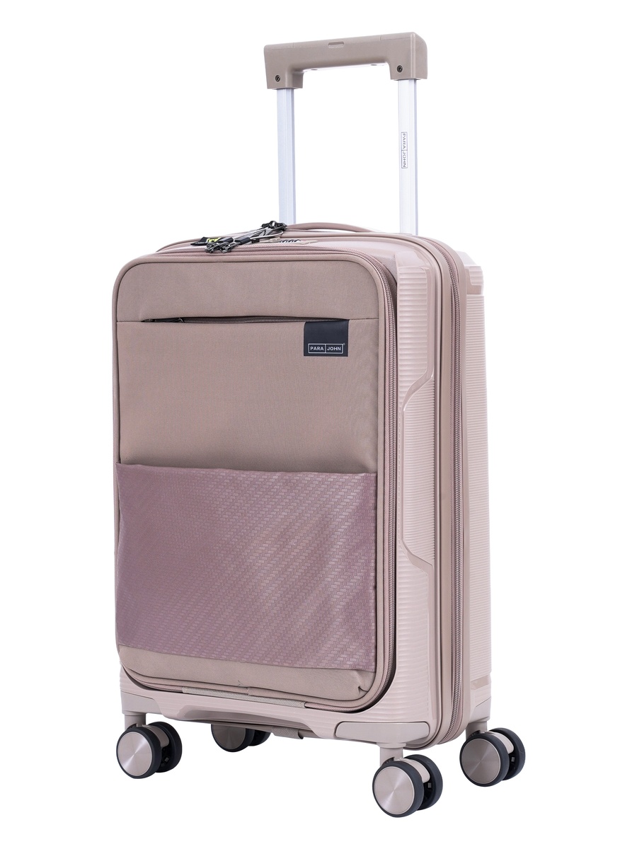 20-Inch Cabin Luggage with Combination Lock and 8-Spinner Wheels, Beige