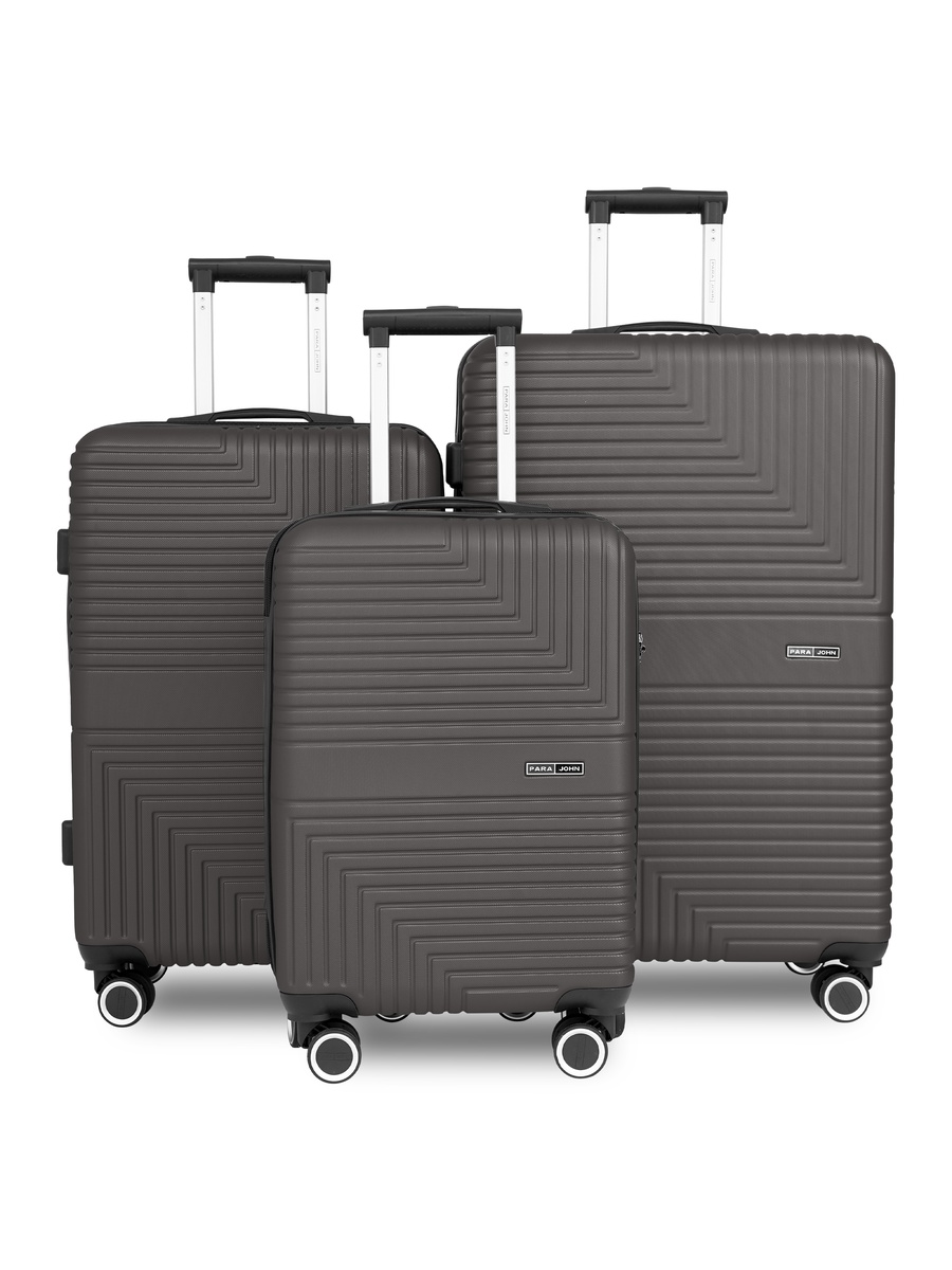 Strato 3-Piece Luggage Set with Combination Lock and 8-Spinner Wheels, Grey