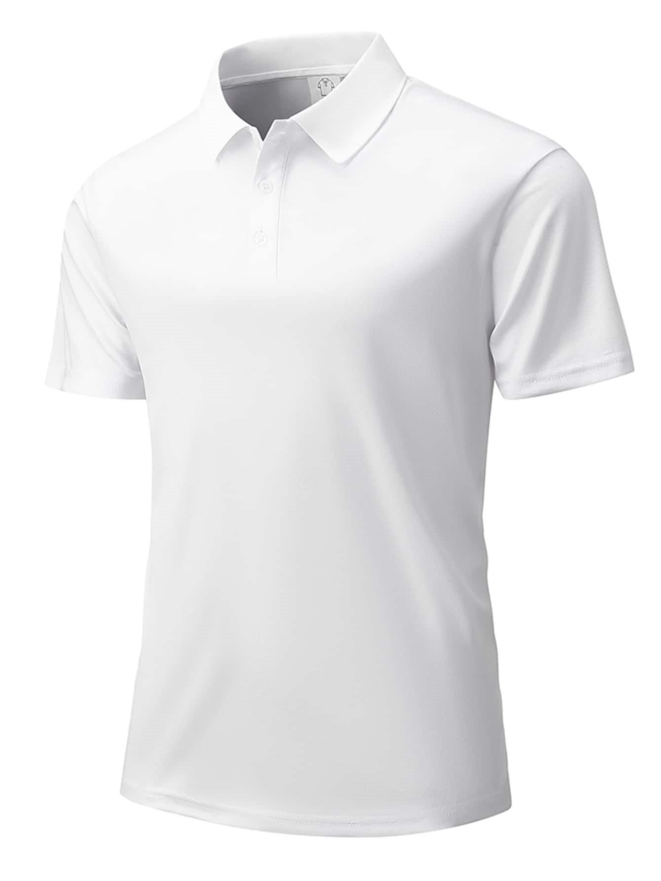 Men White Solid Polo T-Shirt with Short Sleeve