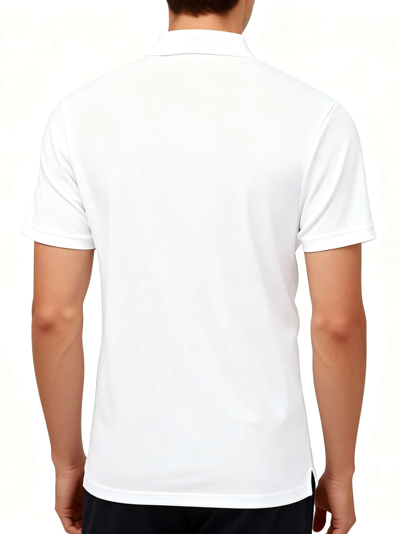 Men White Solid Polo T-Shirt with Short Sleeve