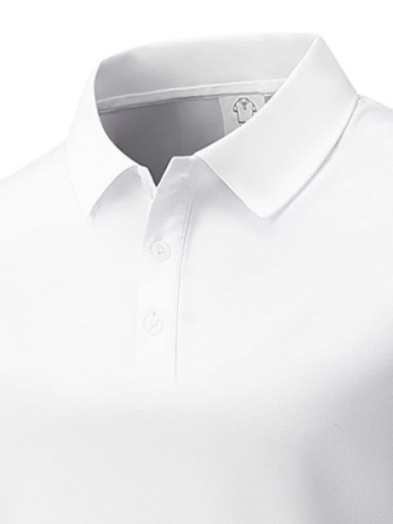 Men White Solid Polo T-Shirt with Short Sleeve