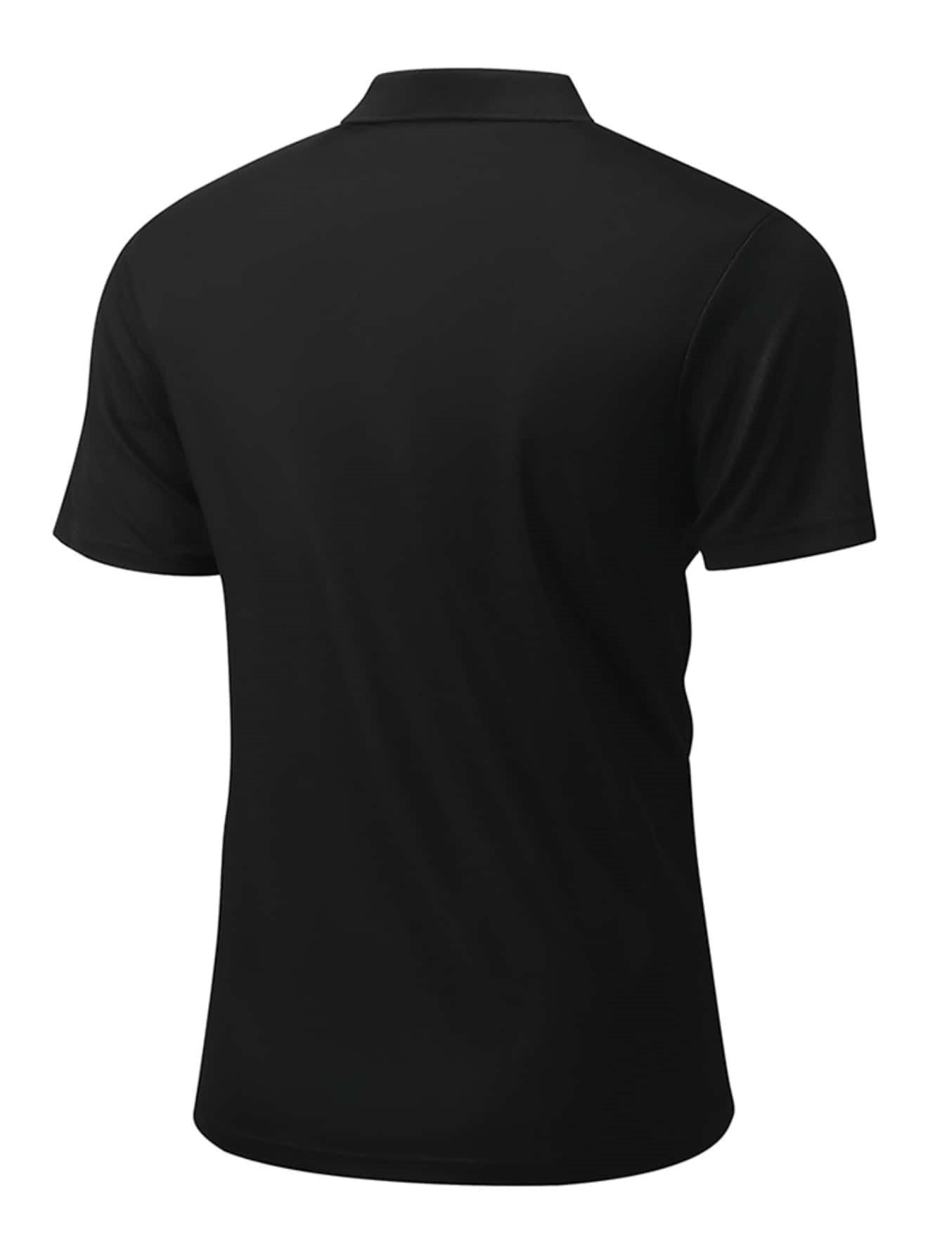 Men Black Plain Knitted Polo T-Shirt and Short Sleeve