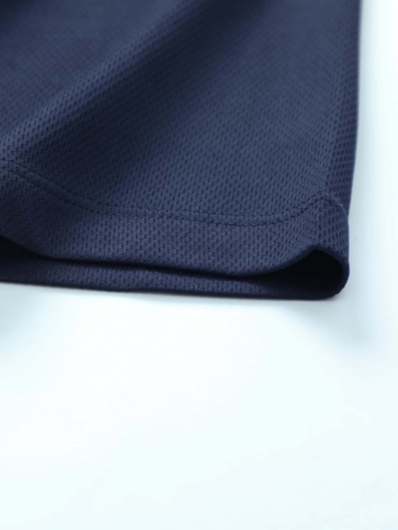 Men Navy Blue Henley Polo T-Shirt with Short Sleeve
