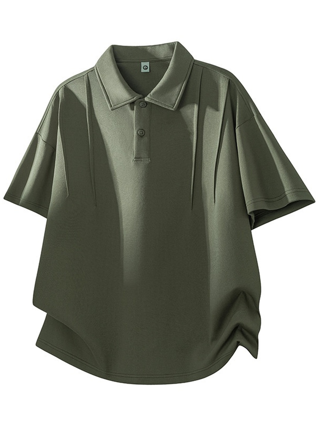 Men Pleated Lapel Oversized Polo
