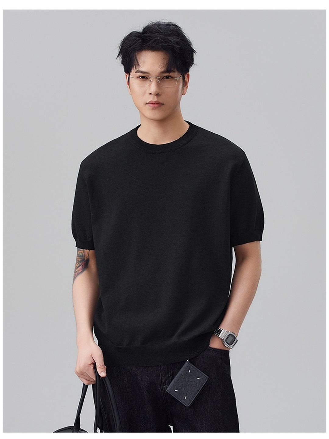 Men Crew Neck Solid Relaxed T-Shirt