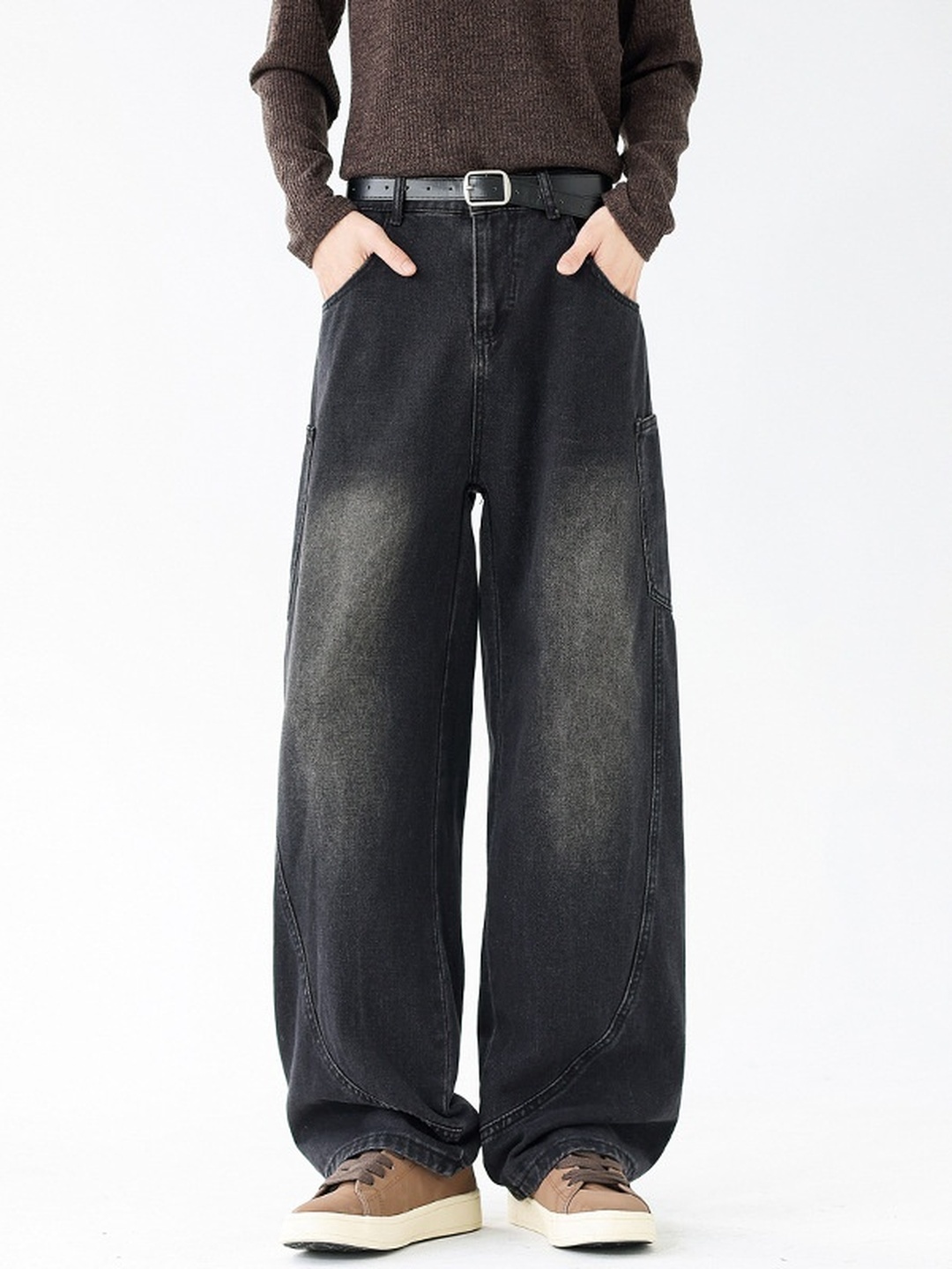 Men Loose Street Washed Retro Jeans