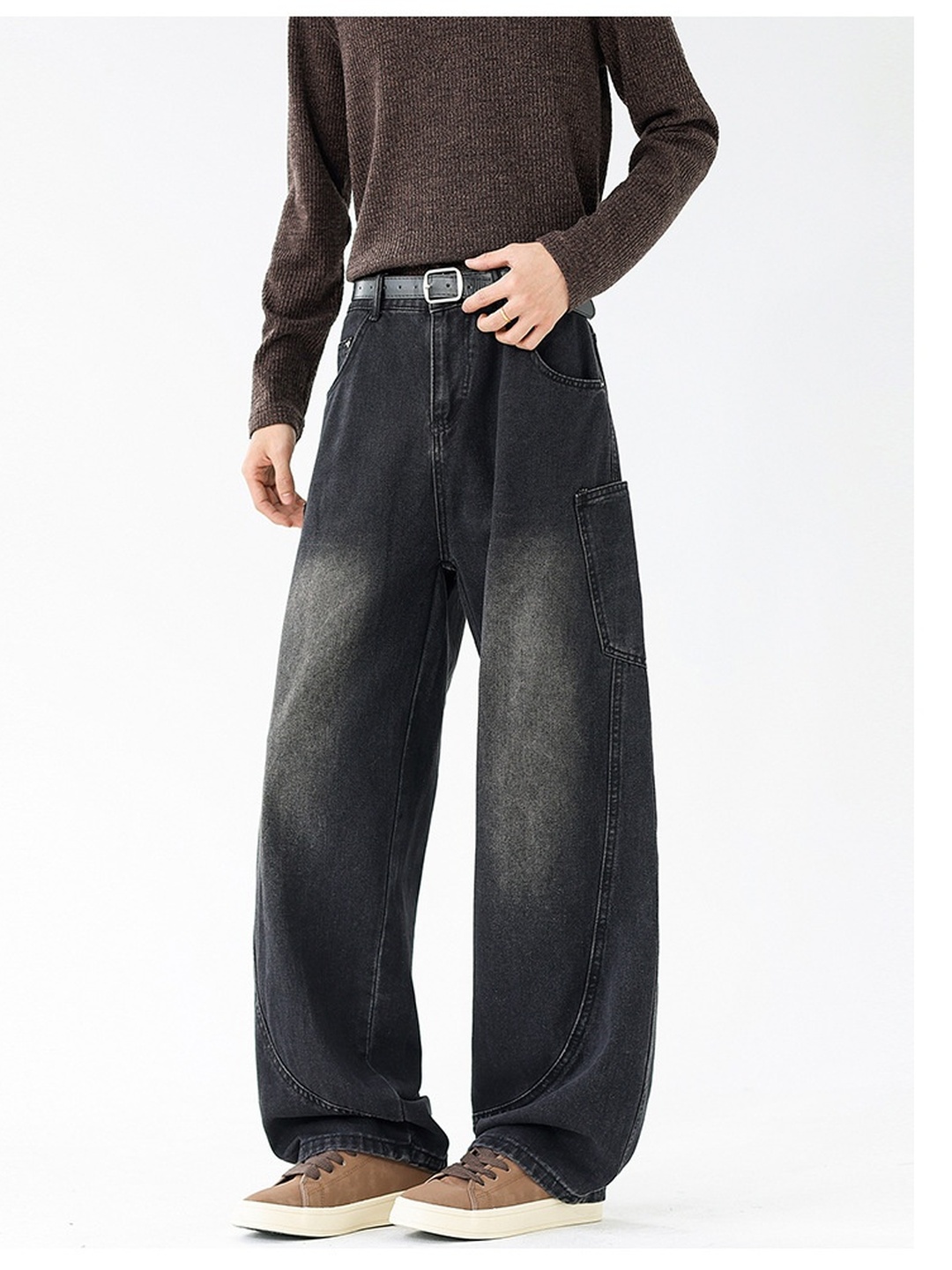 Men Loose Street Washed Retro Jeans