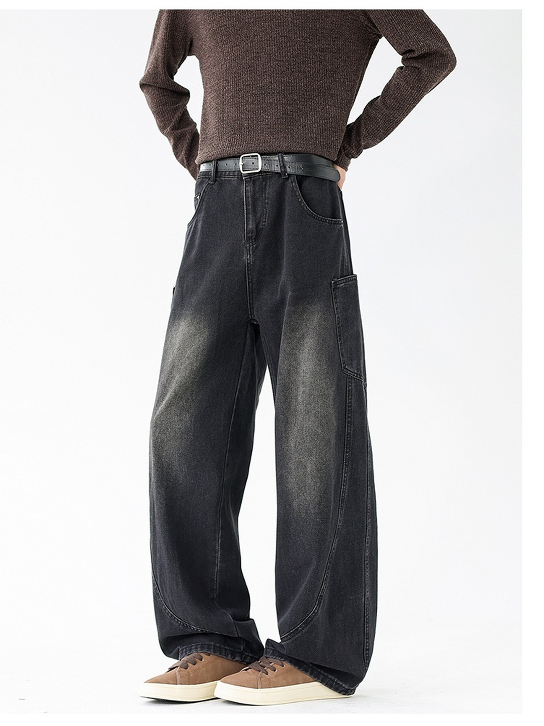Men Loose Street Washed Retro Jeans