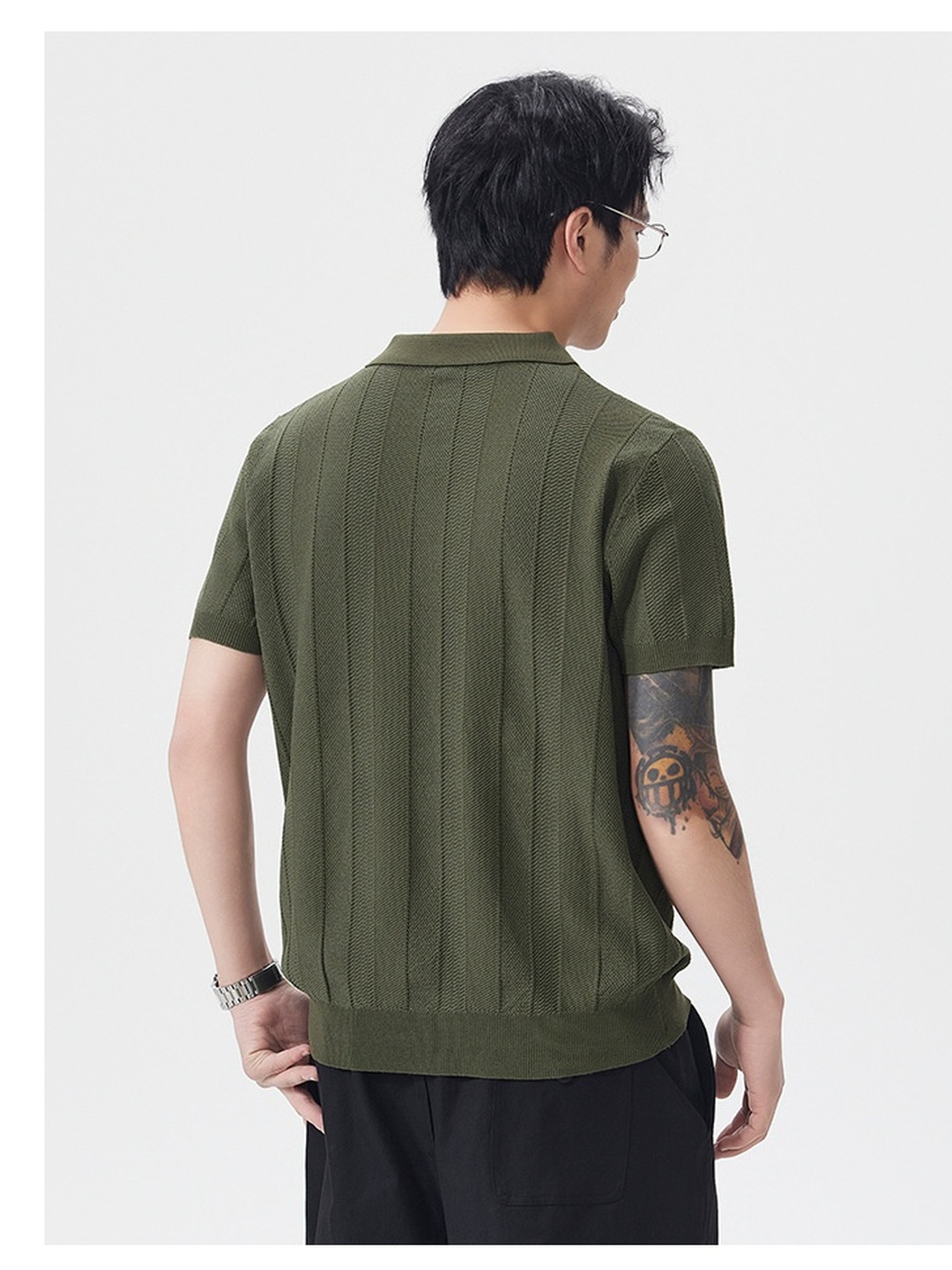 Men Jacquard Texture Knit Polo