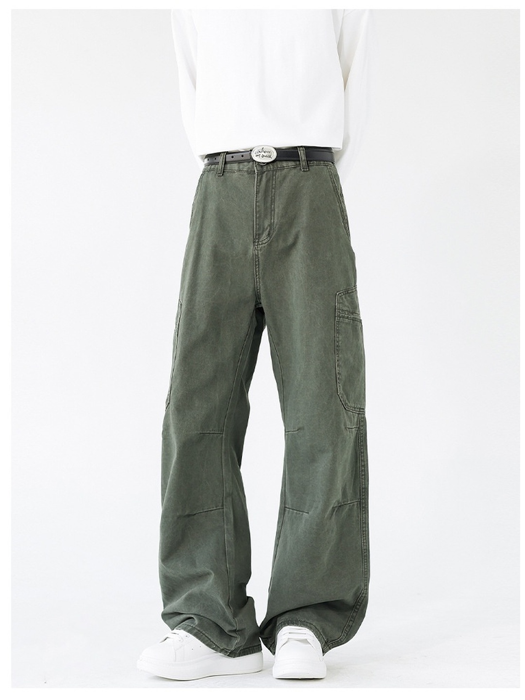 Men Washed Multi-Pocket Loose Fit Casual Pants