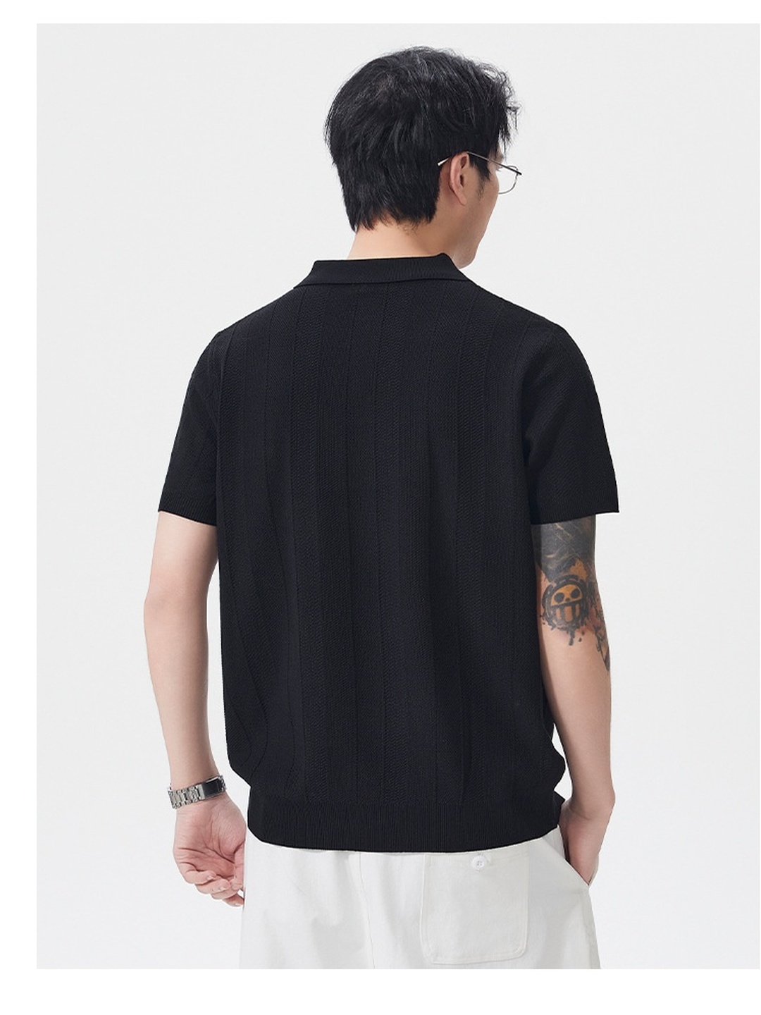 Men Jacquard Texture Knit Polo