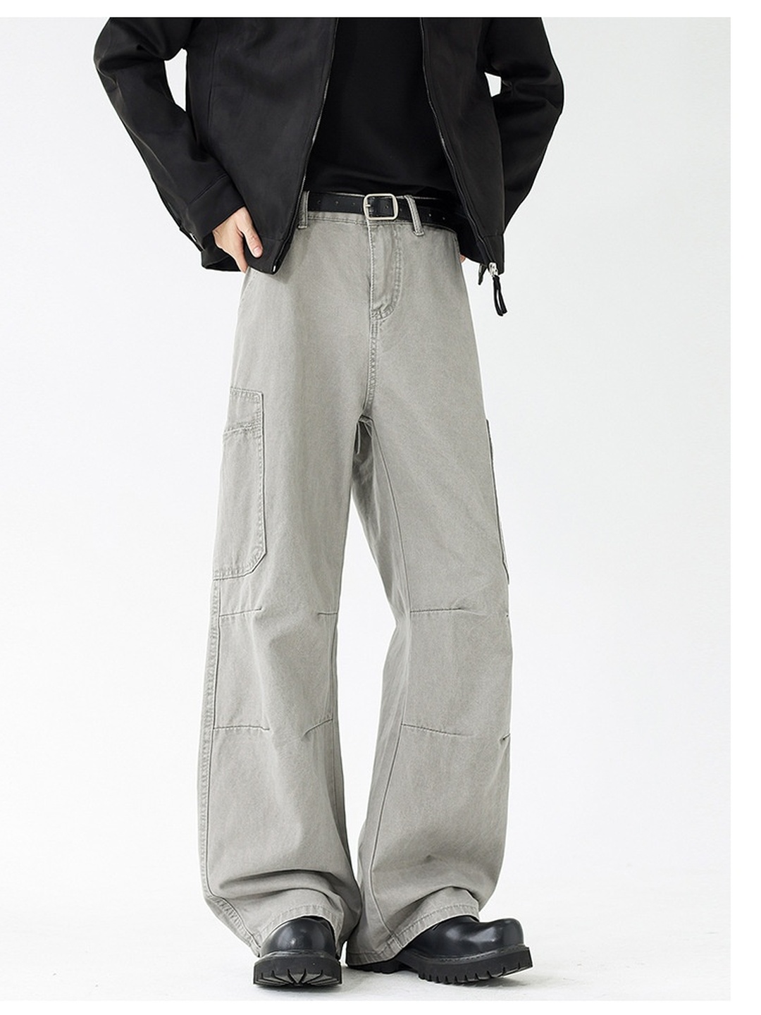 Men Washed Multi-Pocket Loose Fit Casual Pants