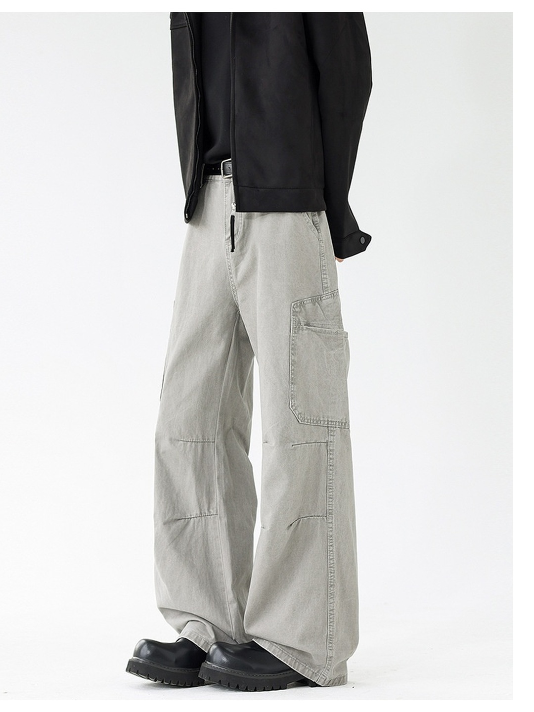 Men Washed Multi-Pocket Loose Fit Casual Pants