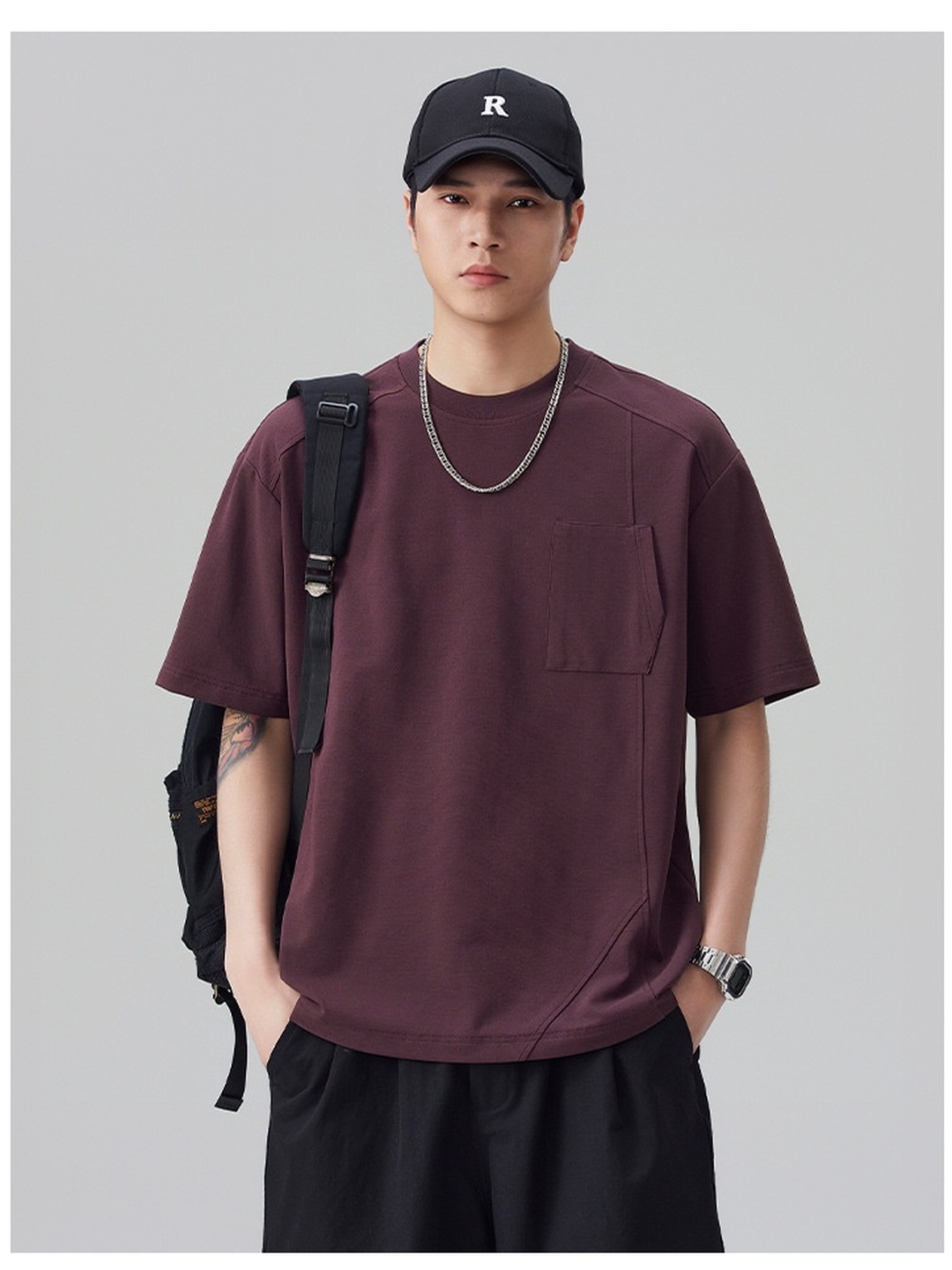Men Structural Splicing Design Oversized T-Shirt