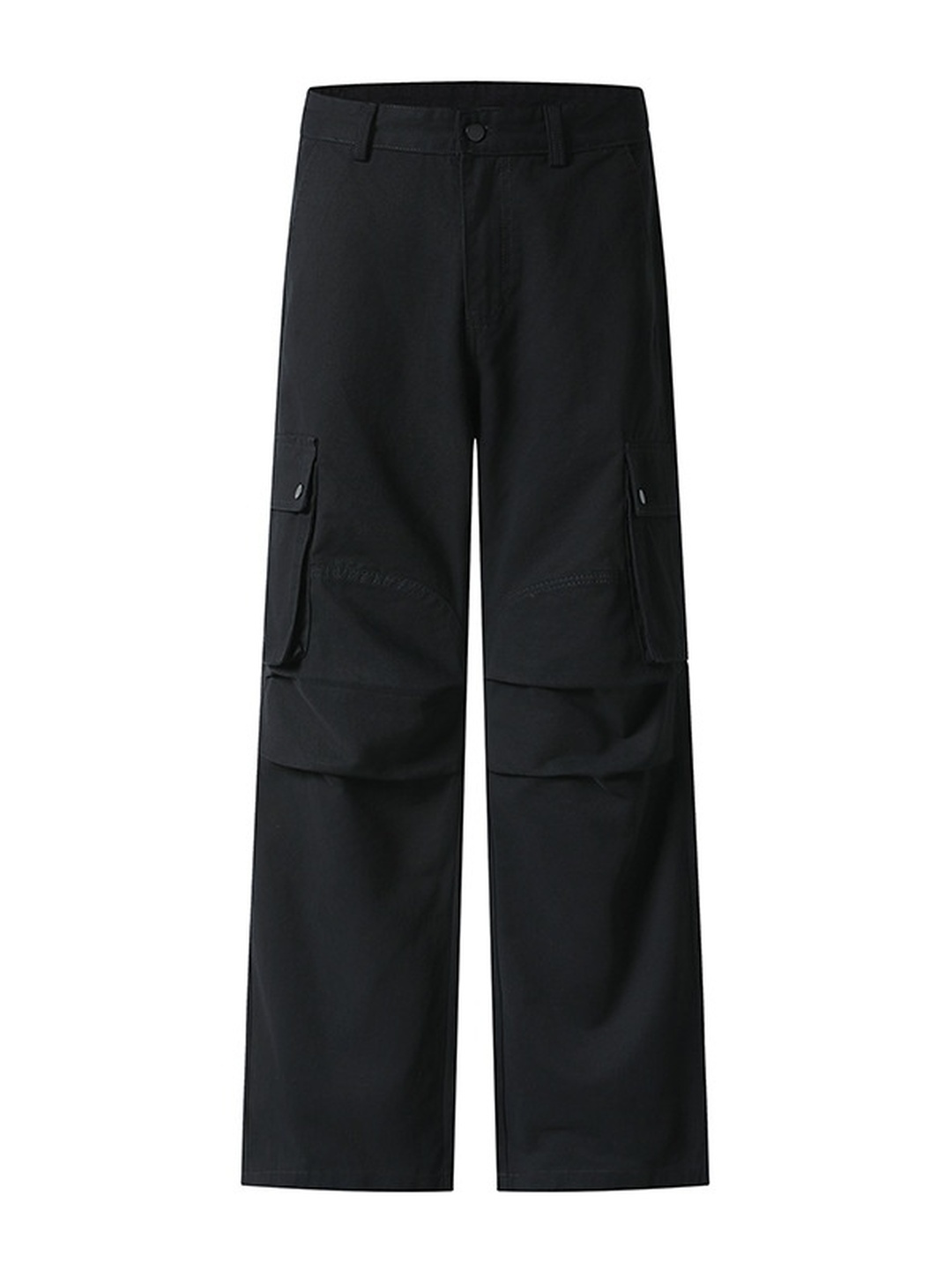 Men Loose Straight Leg Multi-Pocket Casual Trousers