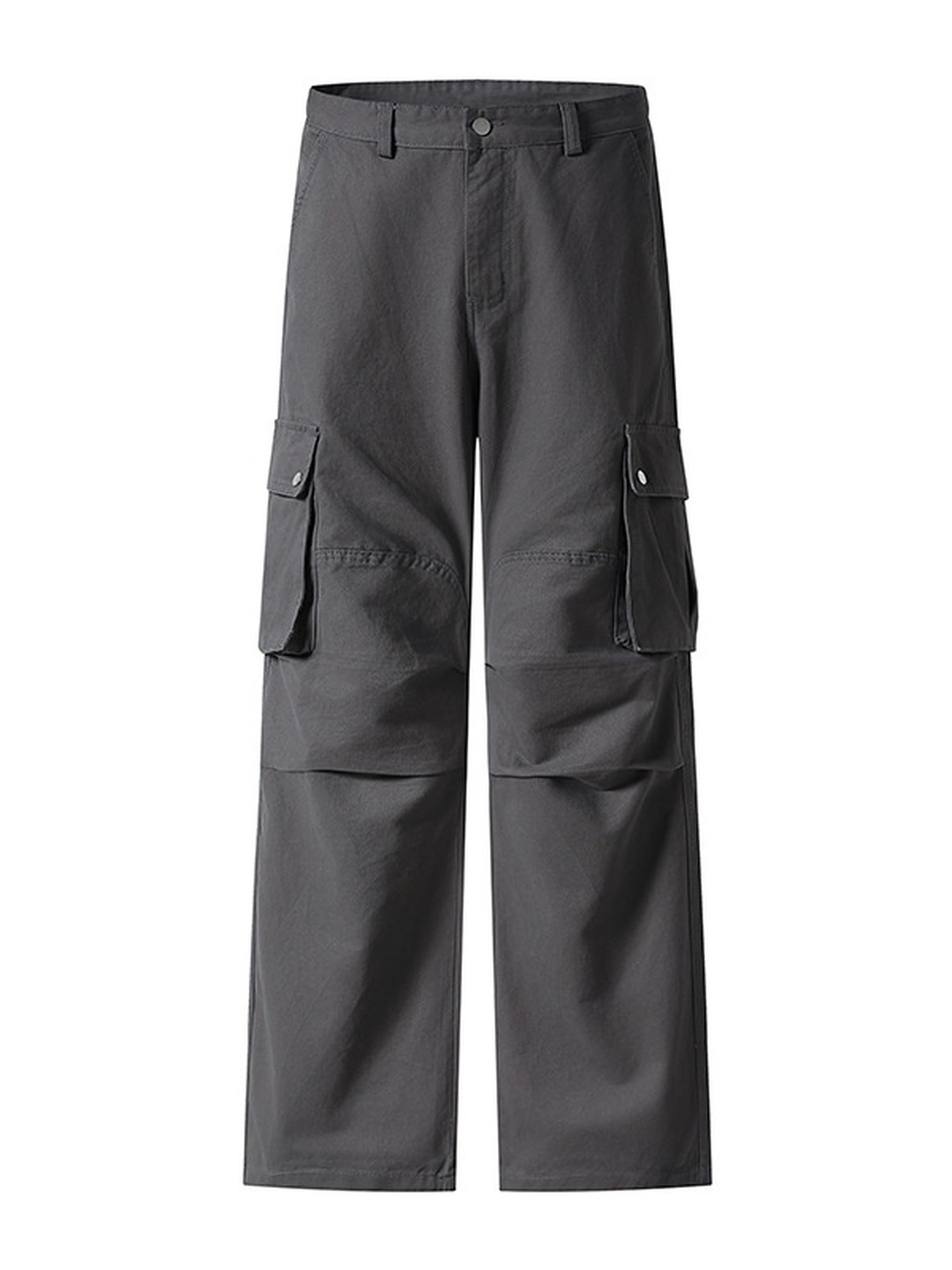 Men Loose Straight Leg Multi-Pocket Casual Trousers