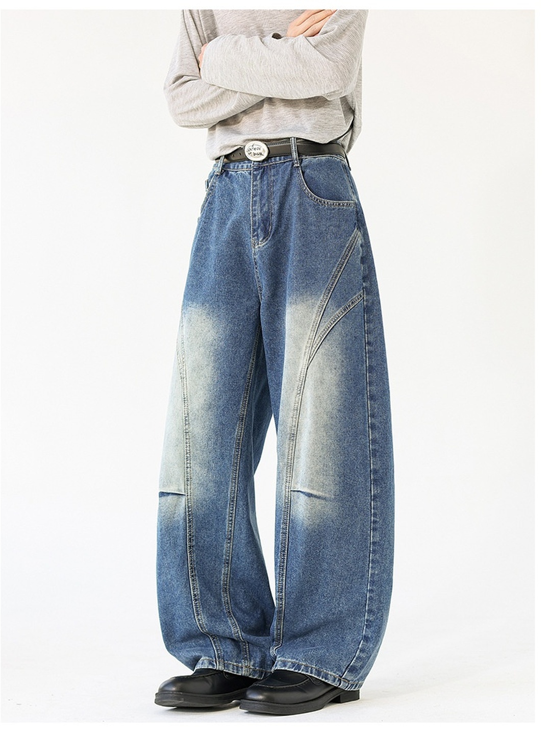 Men Panelled Baggy Jeans