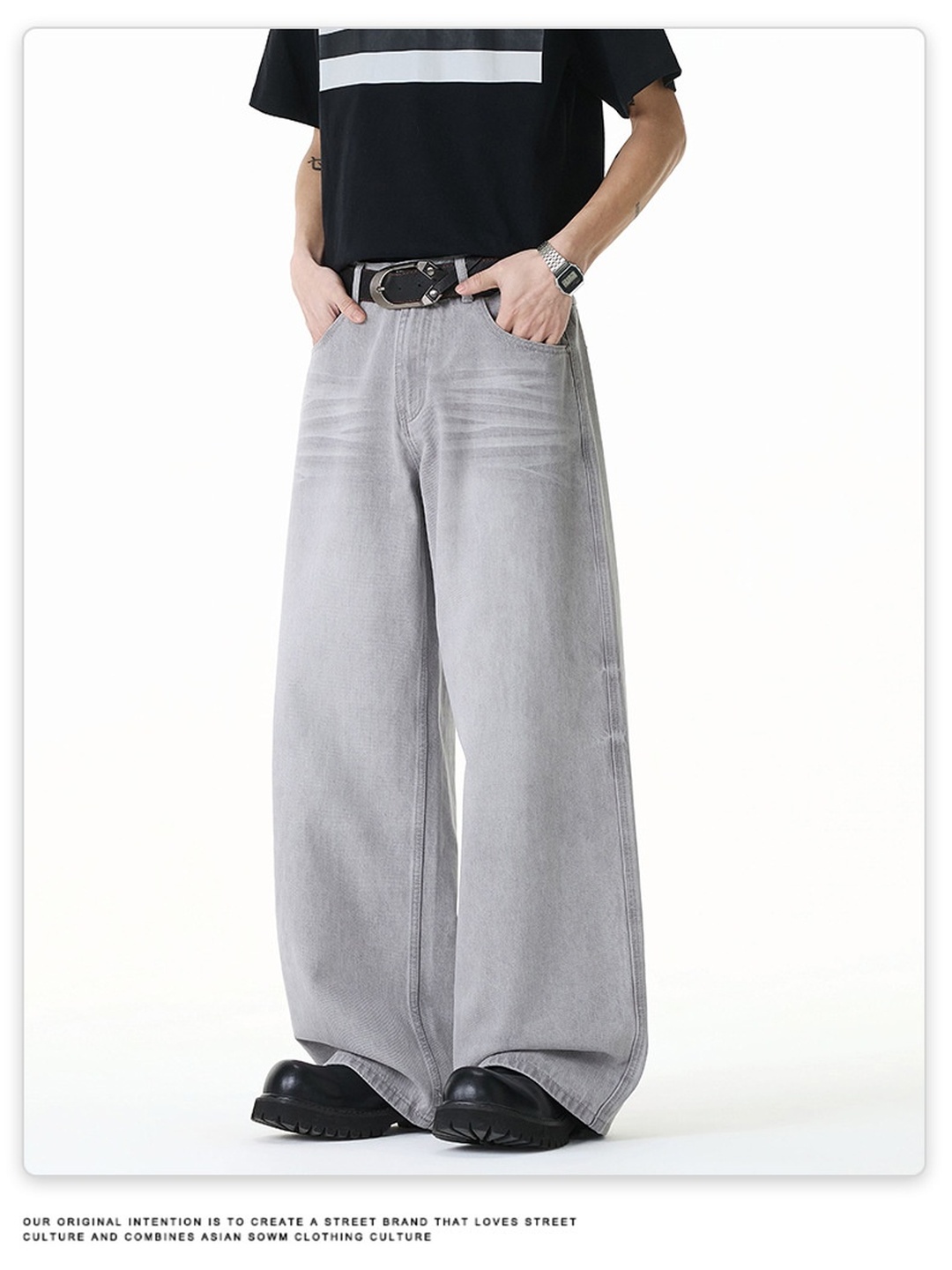 Men Loose Straight Leg Vintage Streetwear Jeans