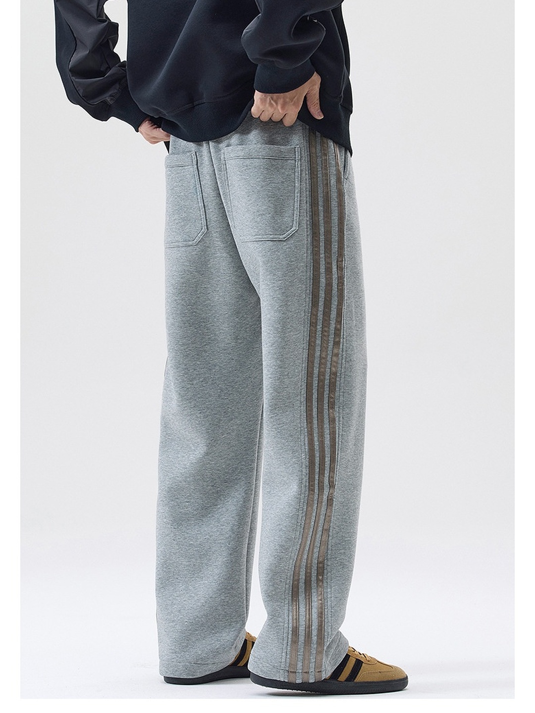 Men Heavyweight Elastic Waist Casual Pants