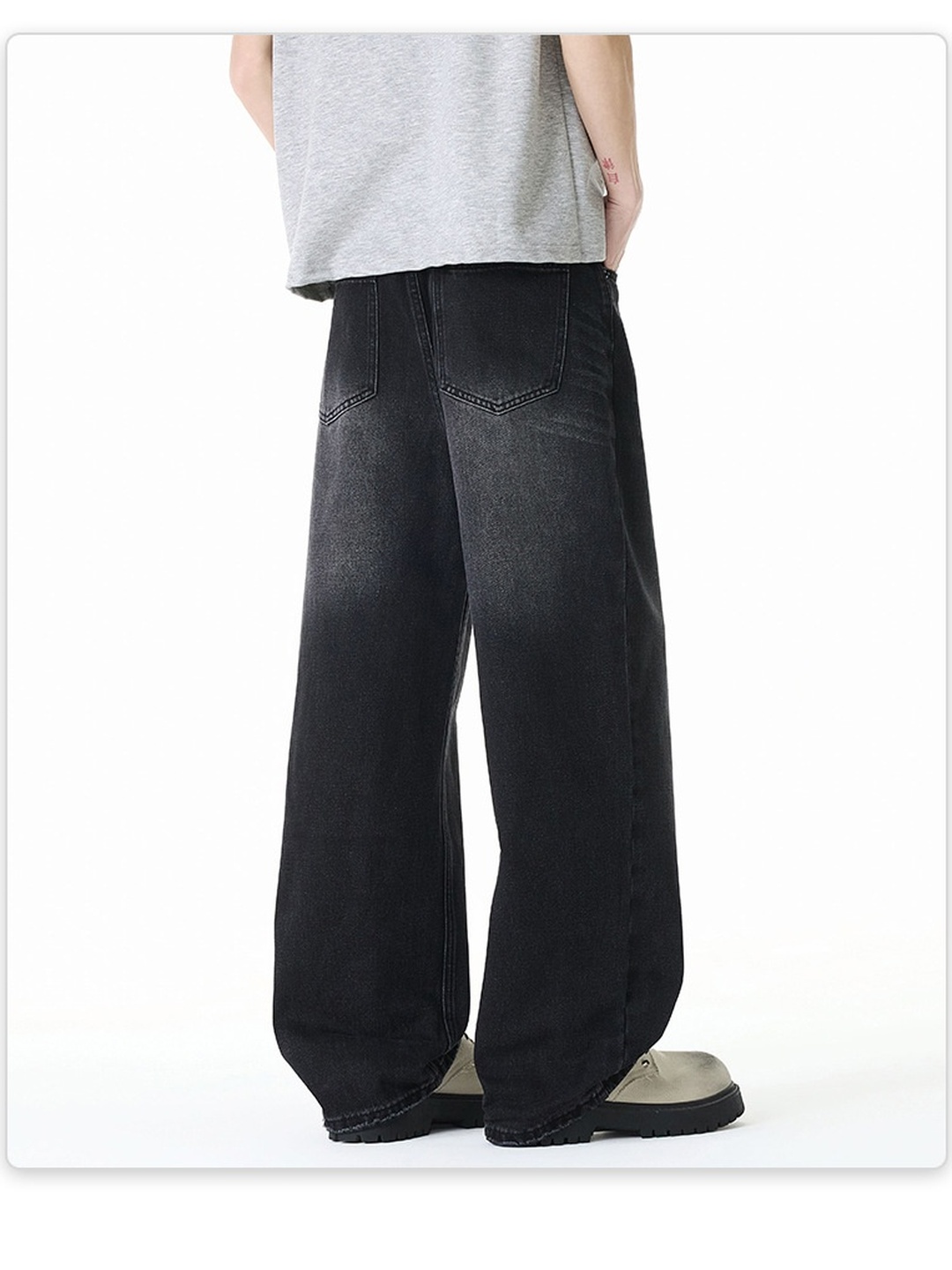 Men Vintage Washed Loose Jeans