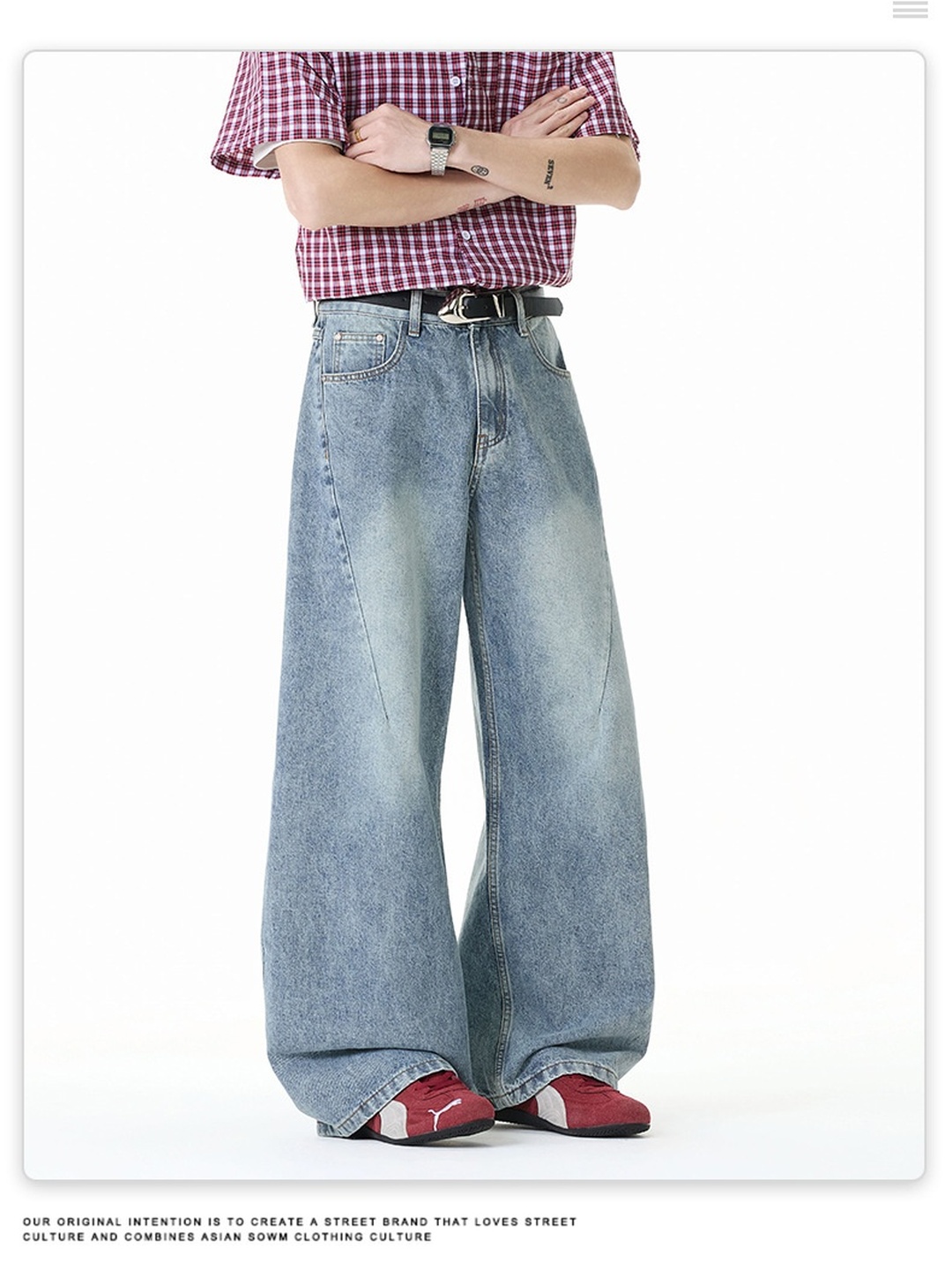 Men High-Street Loose Wide Leg Jeans