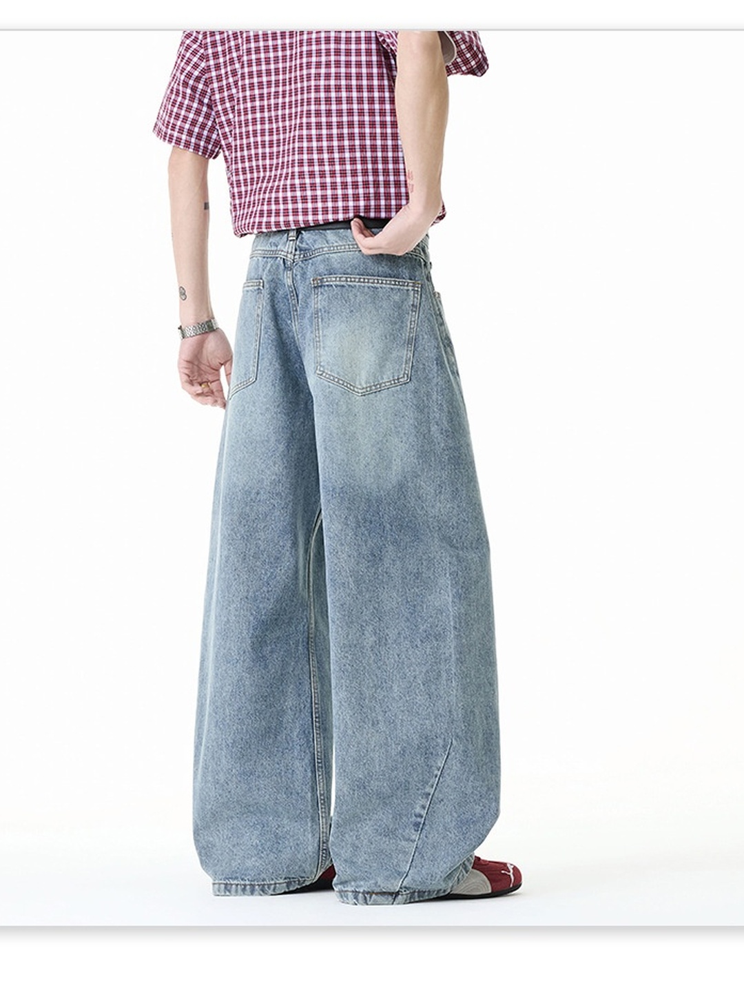 Men High-Street Loose Wide Leg Jeans
